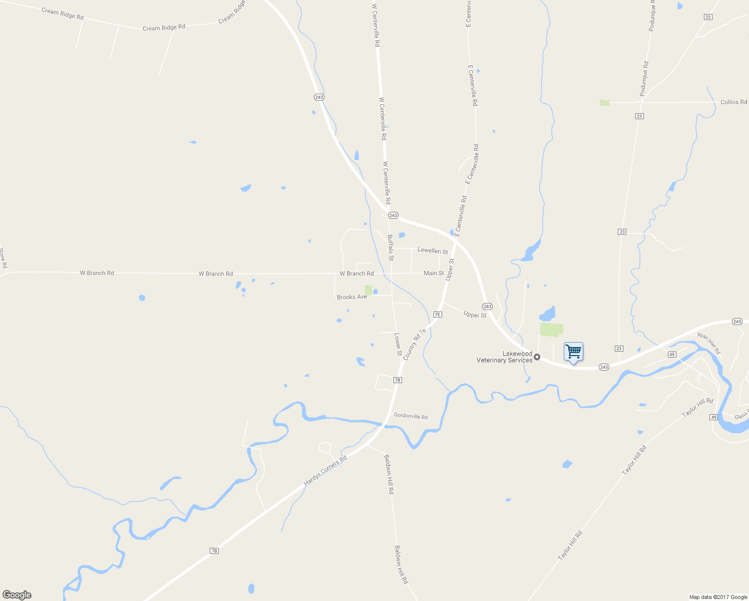 map of restaurants, bars, coffee shops, grocery stores, and more near 9057 Brooks Ave in Rushford