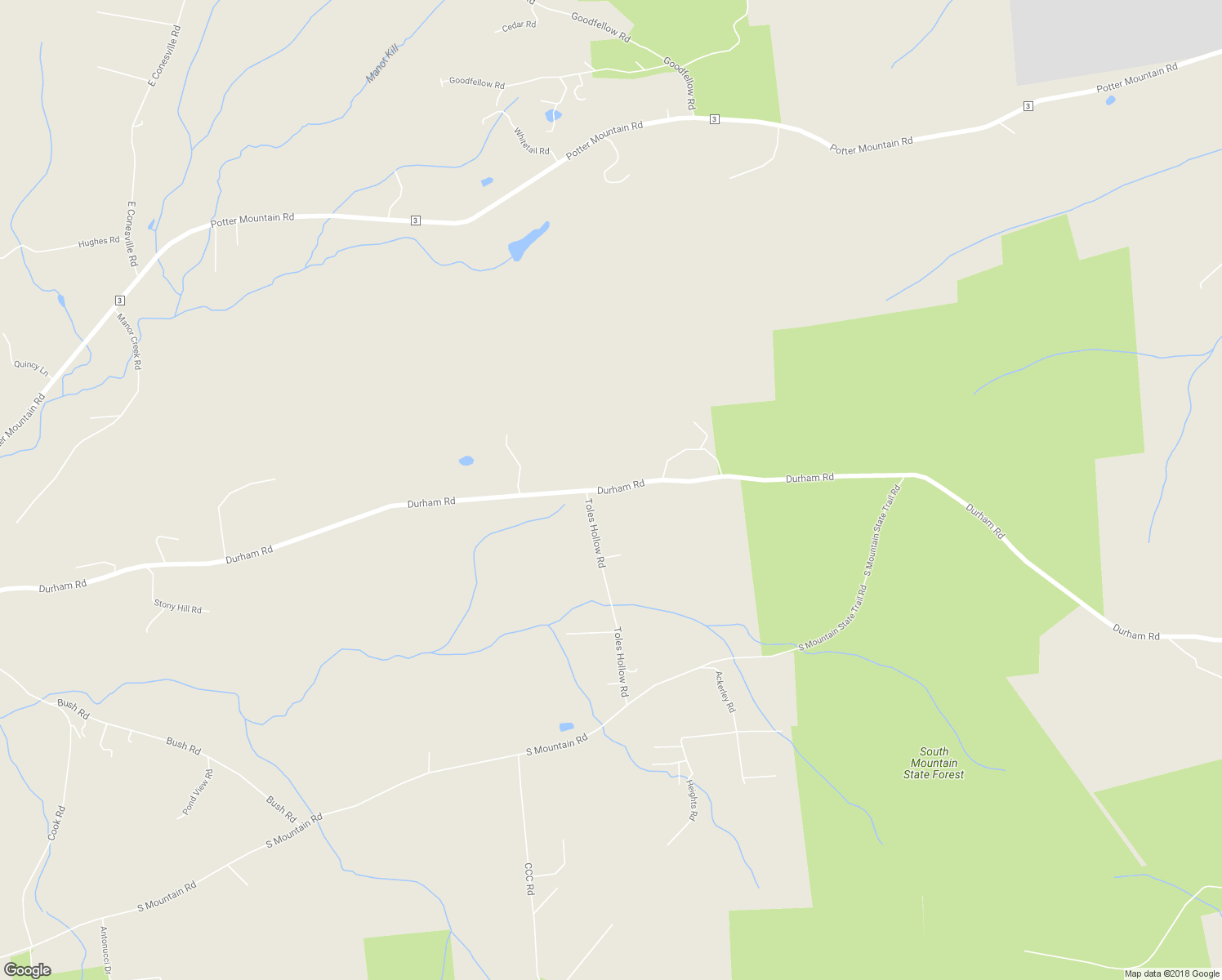 map of restaurants, bars, coffee shops, grocery stores, and more near Durham Road in Gilboa