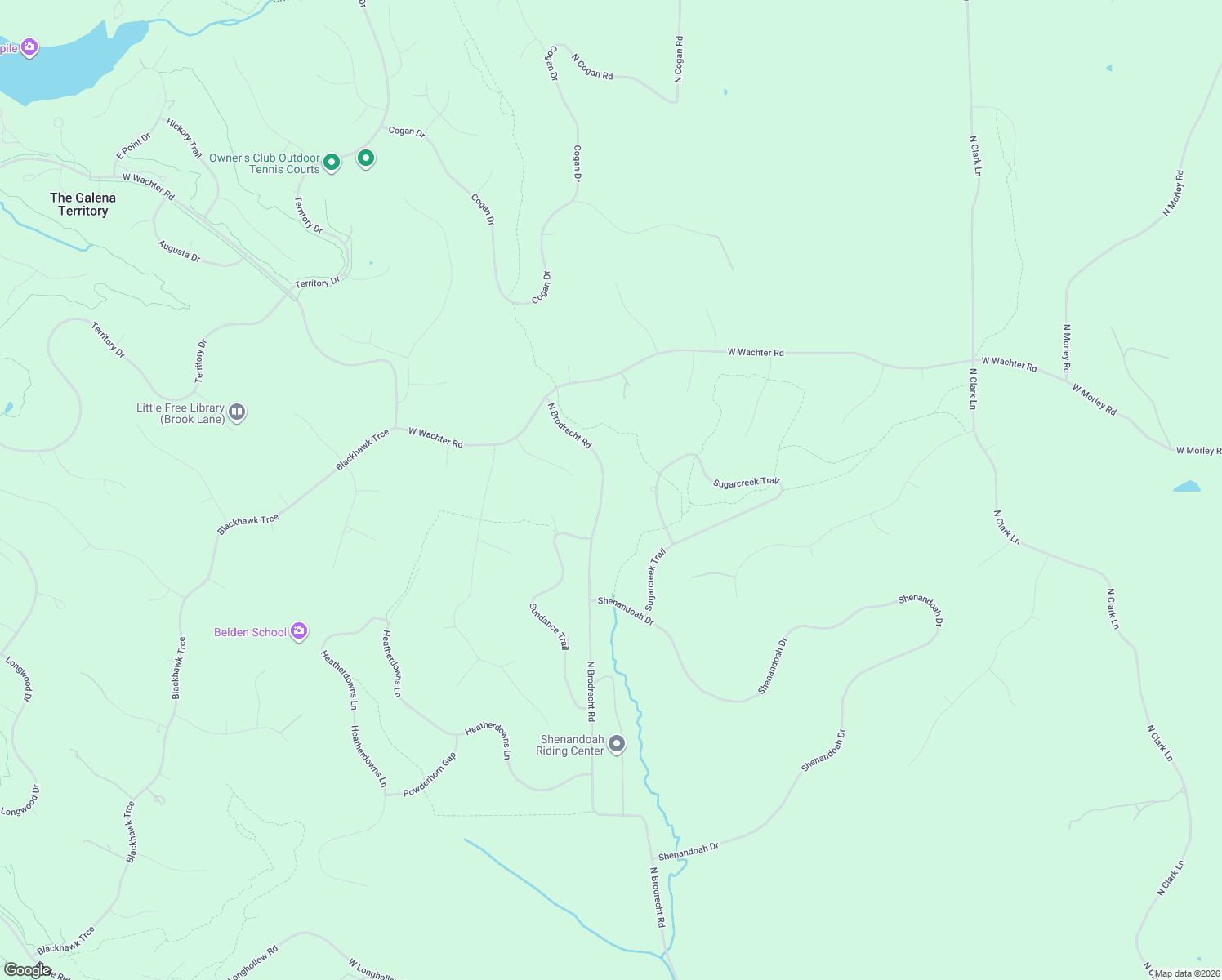 map of restaurants, bars, coffee shops, grocery stores, and more near 112 North Brodrecht Road in Galena