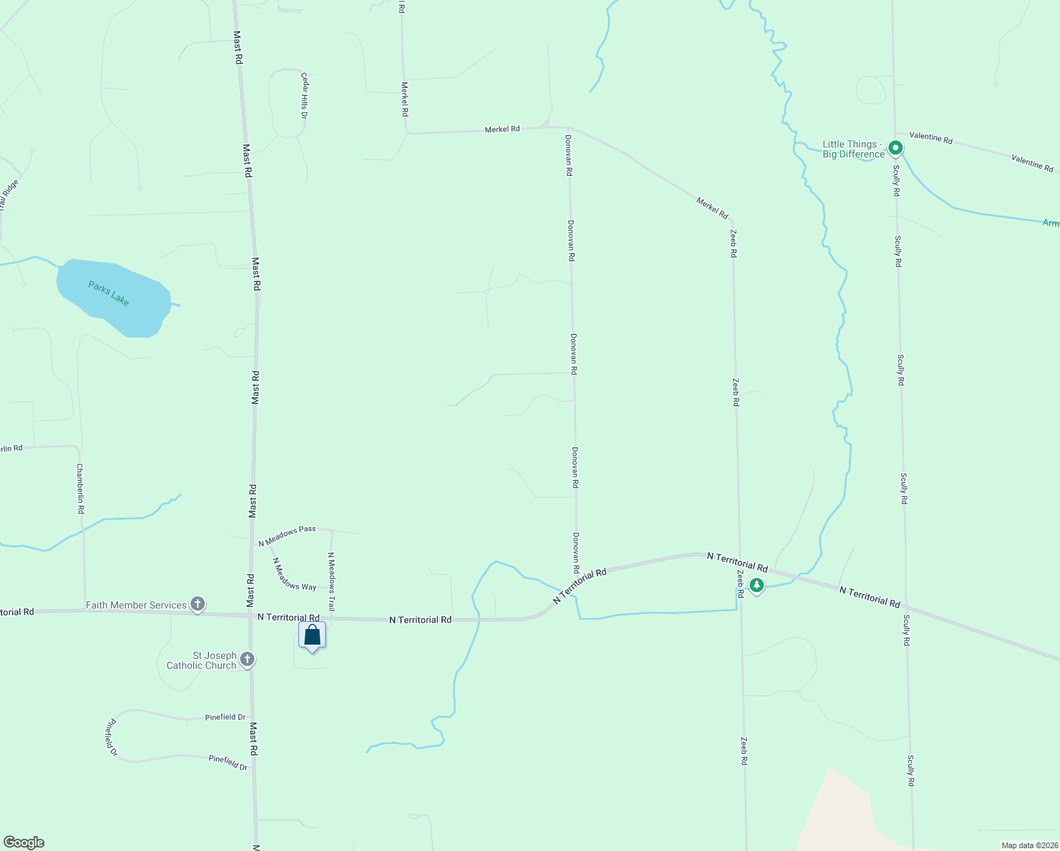 map of restaurants, bars, coffee shops, grocery stores, and more near 6175 Donovanridge in Dexter