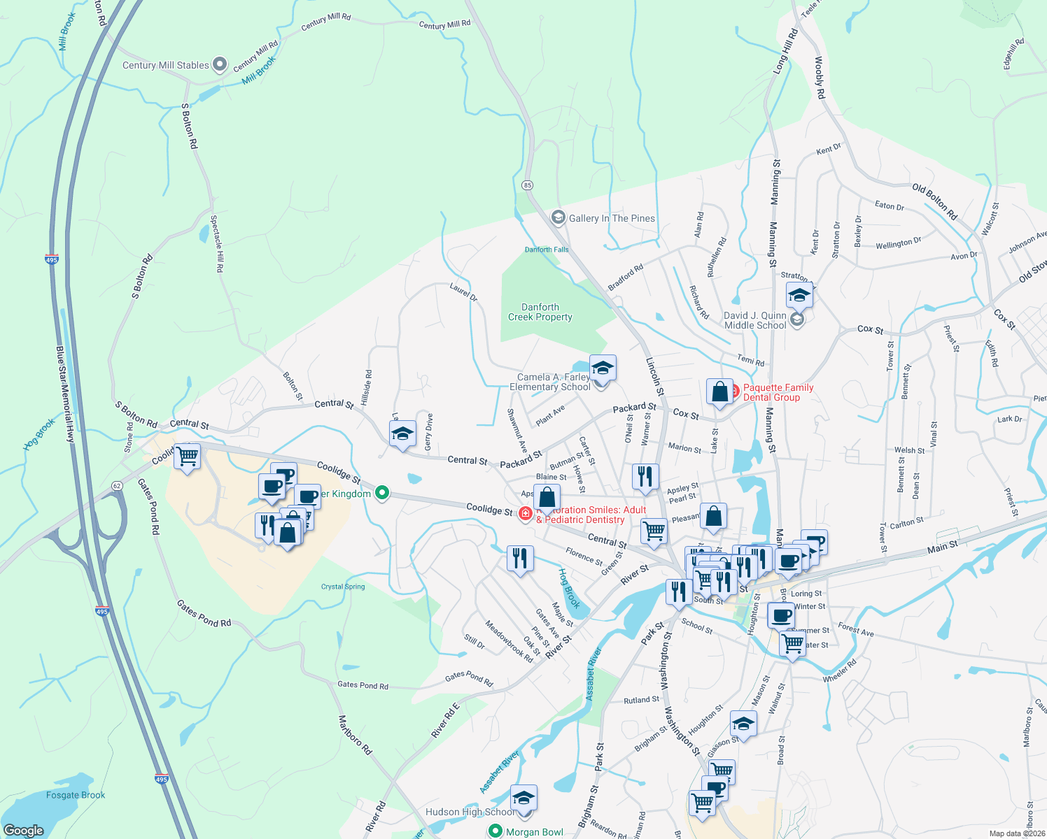 map of restaurants, bars, coffee shops, grocery stores, and more near 24 Plant Avenue in Hudson