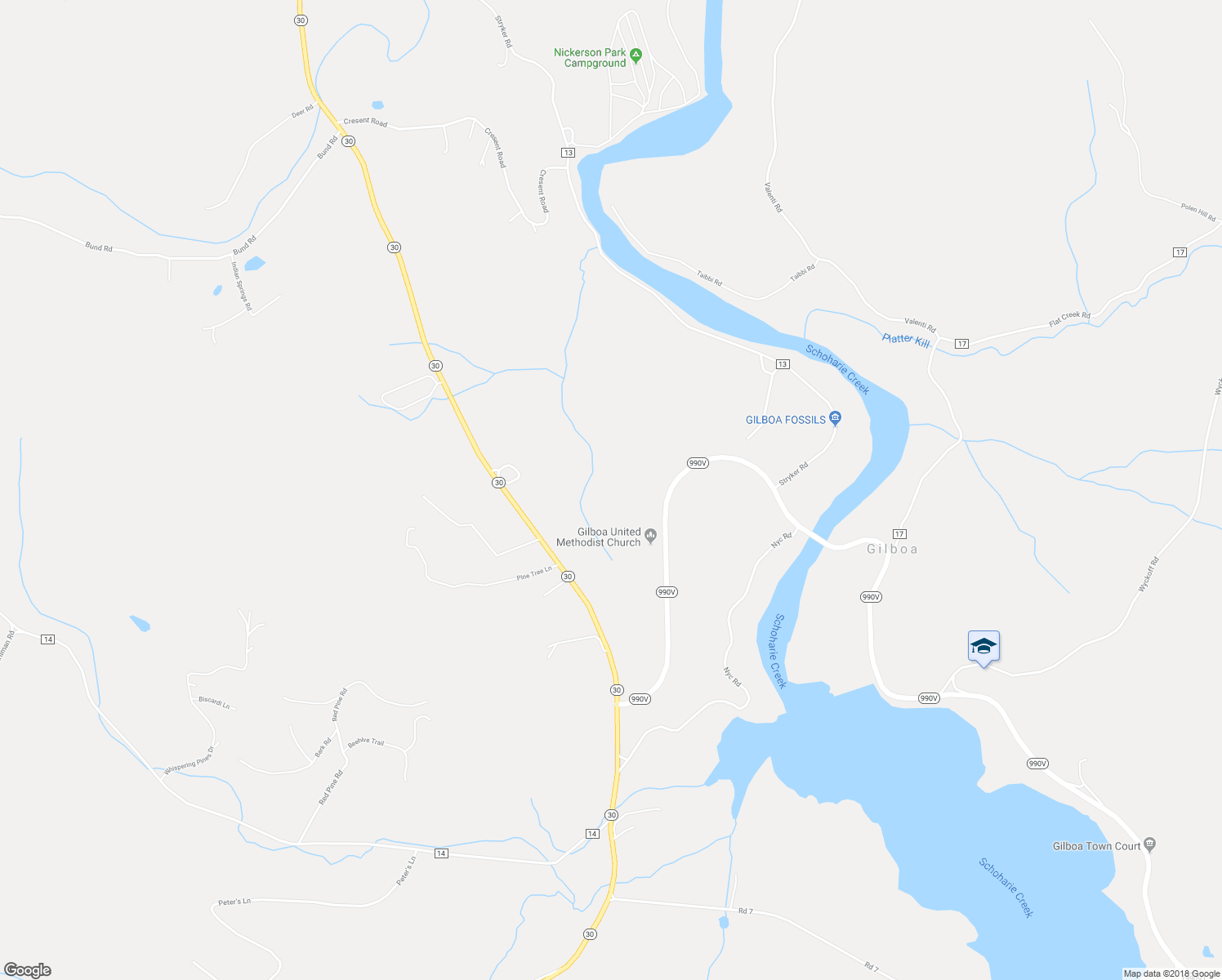 map of restaurants, bars, coffee shops, grocery stores, and more near 211 New York 990V in Gilboa