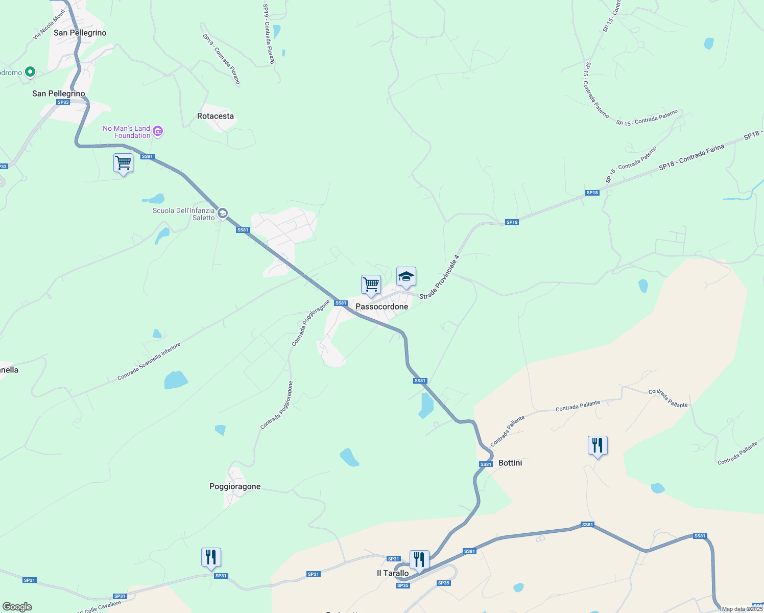 map of restaurants, bars, coffee shops, grocery stores, and more near in Passocordone