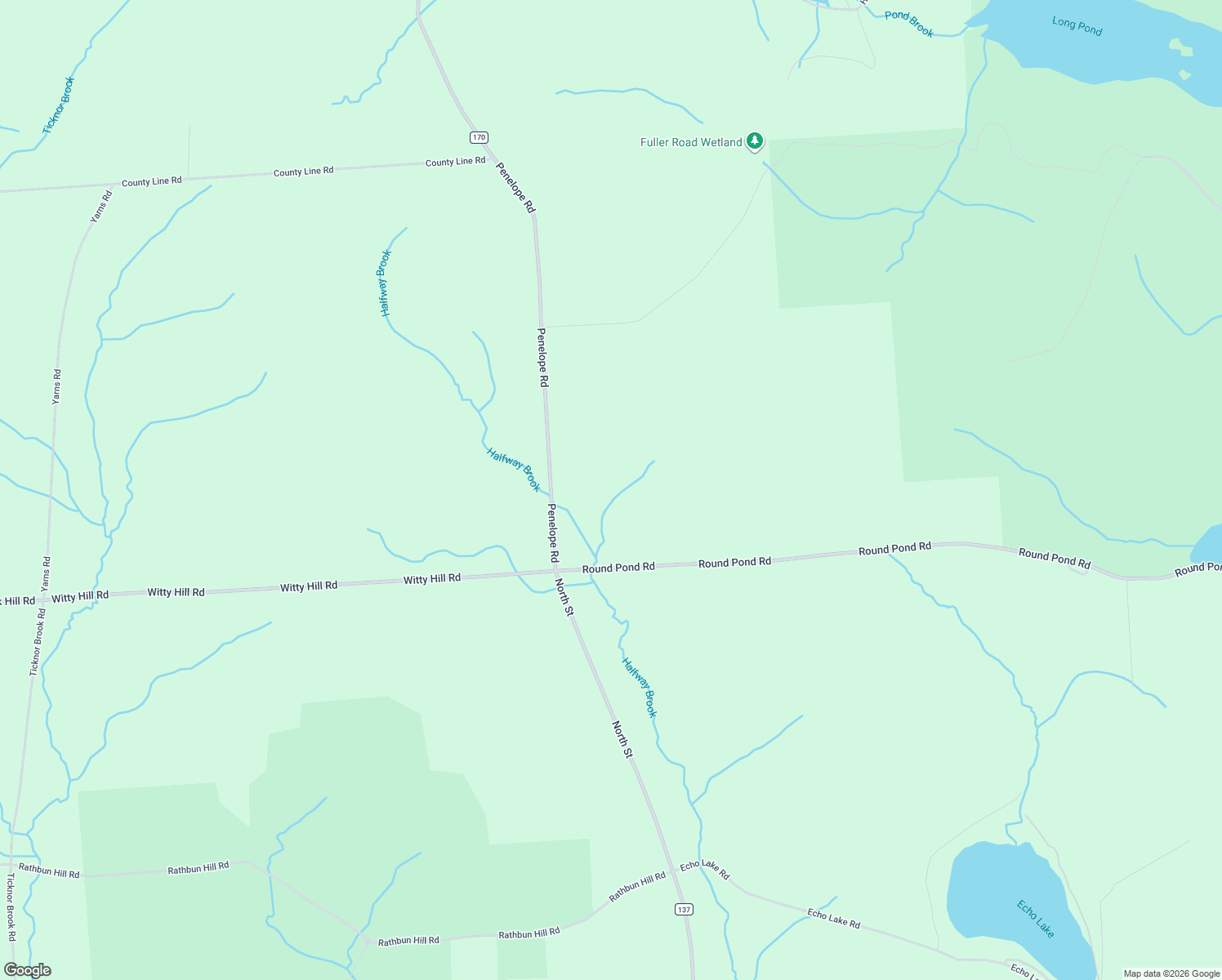 map of restaurants, bars, coffee shops, grocery stores, and more near 50 Penelope Road in Greene