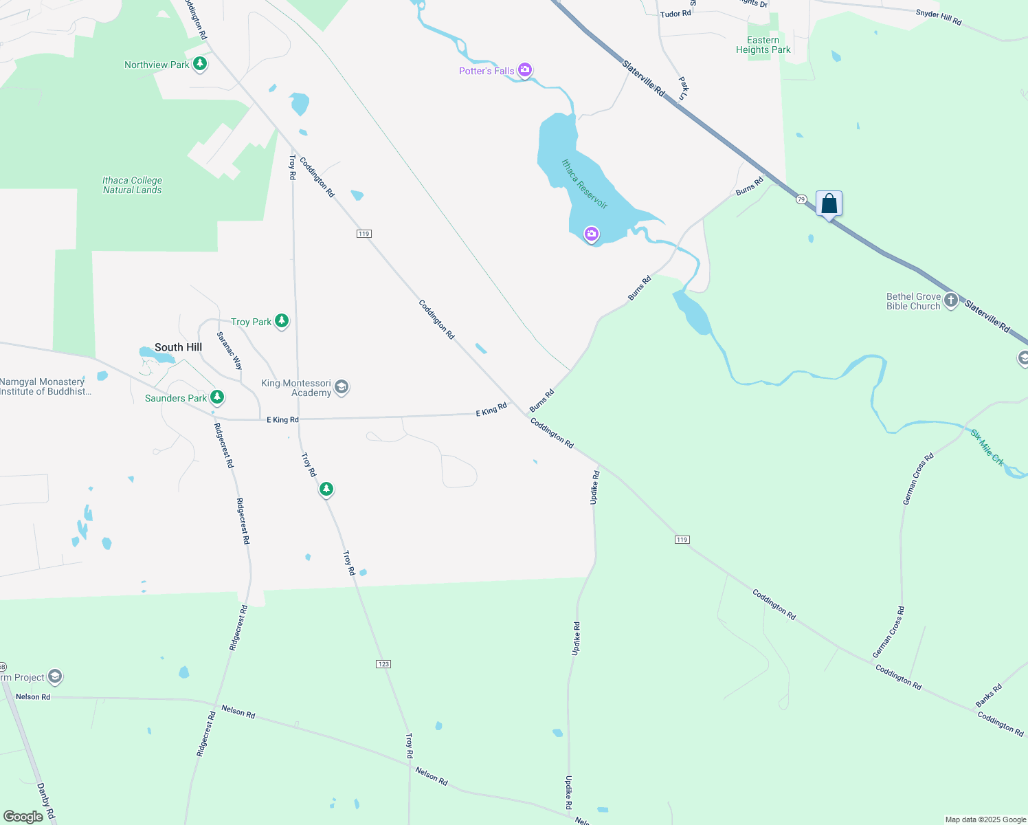 map of restaurants, bars, coffee shops, grocery stores, and more near 702 Coddington Rd in Ithaca