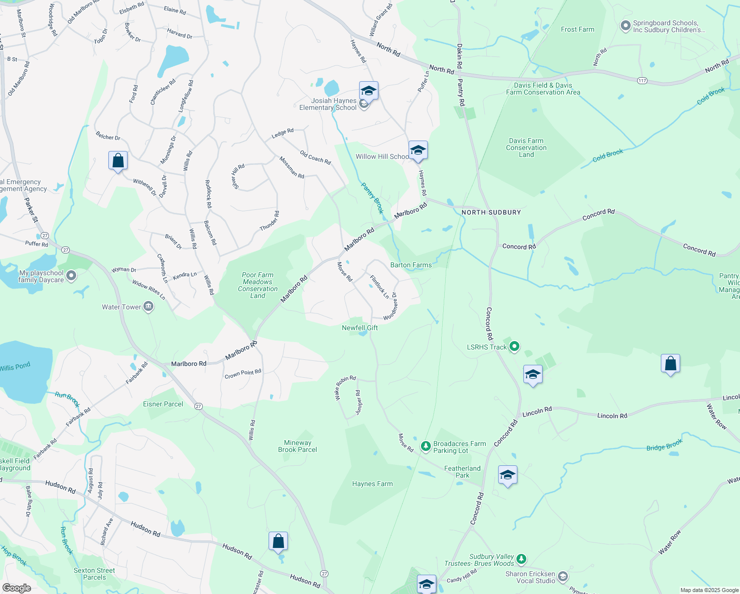 map of restaurants, bars, coffee shops, grocery stores, and more near 234 Morse Road in Sudbury