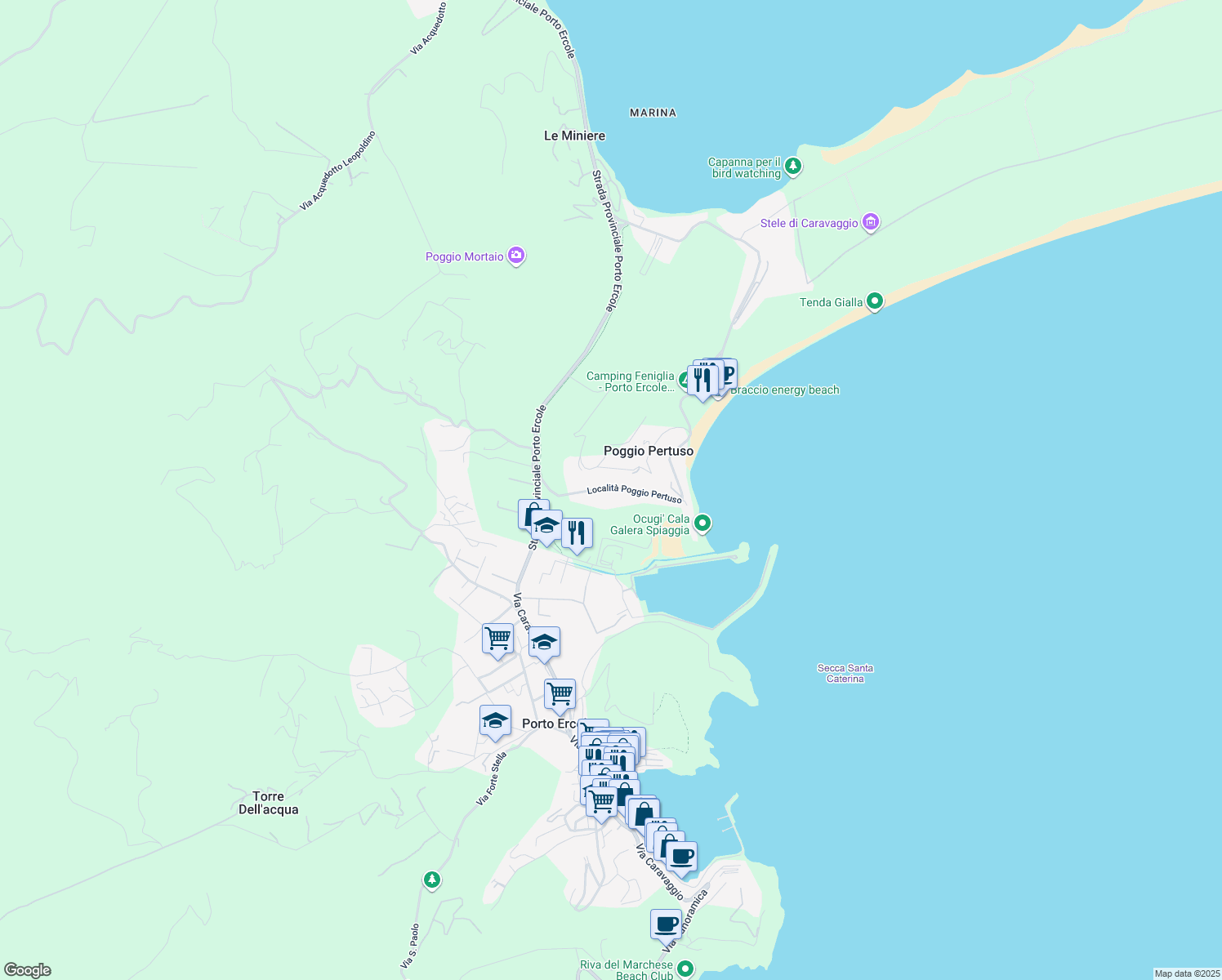 map of restaurants, bars, coffee shops, grocery stores, and more near 12 Località Poggio Pertuso in Poggio Pertuso