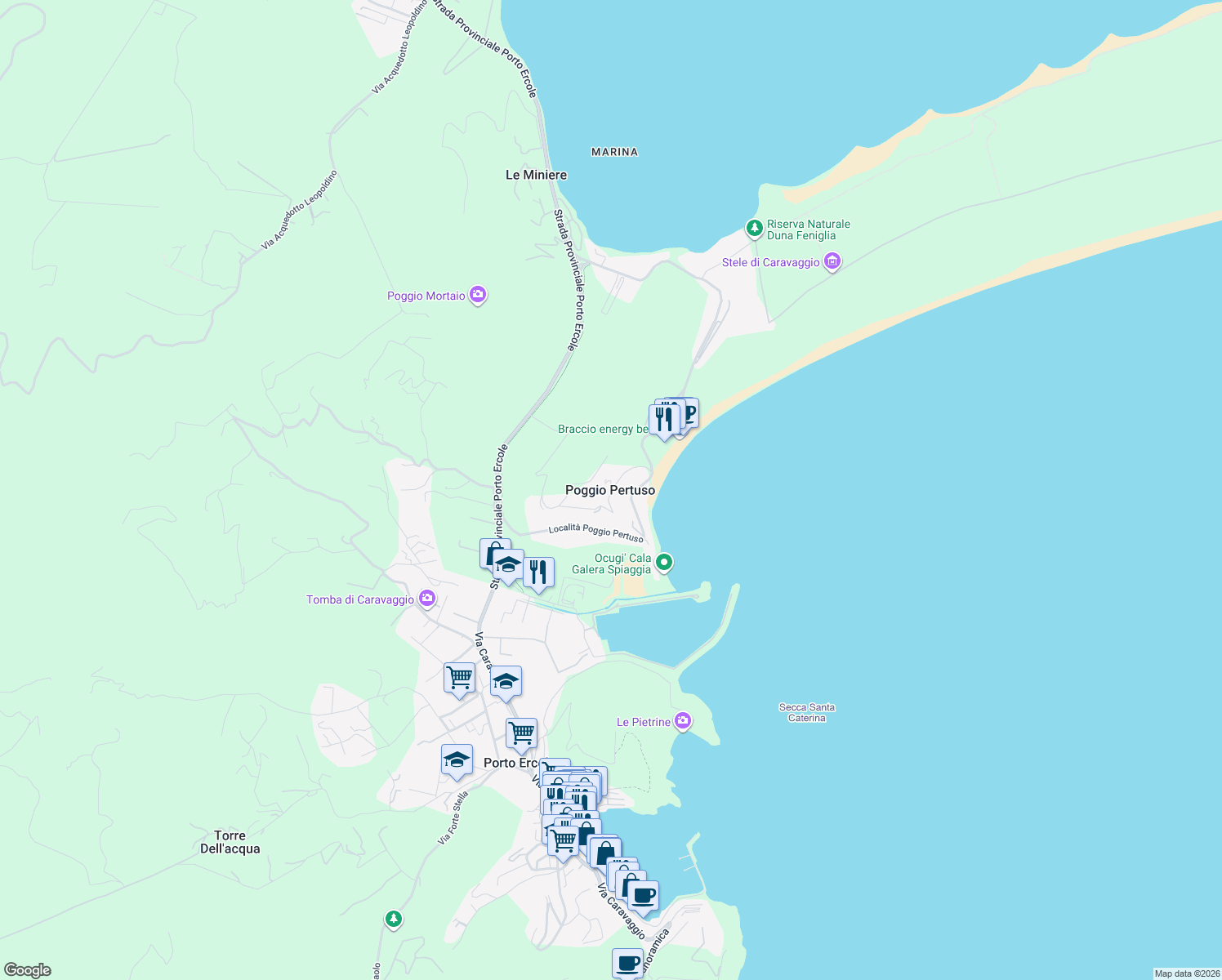 map of restaurants, bars, coffee shops, grocery stores, and more near 12 Località Poggio Pertuso in Poggio Pertuso