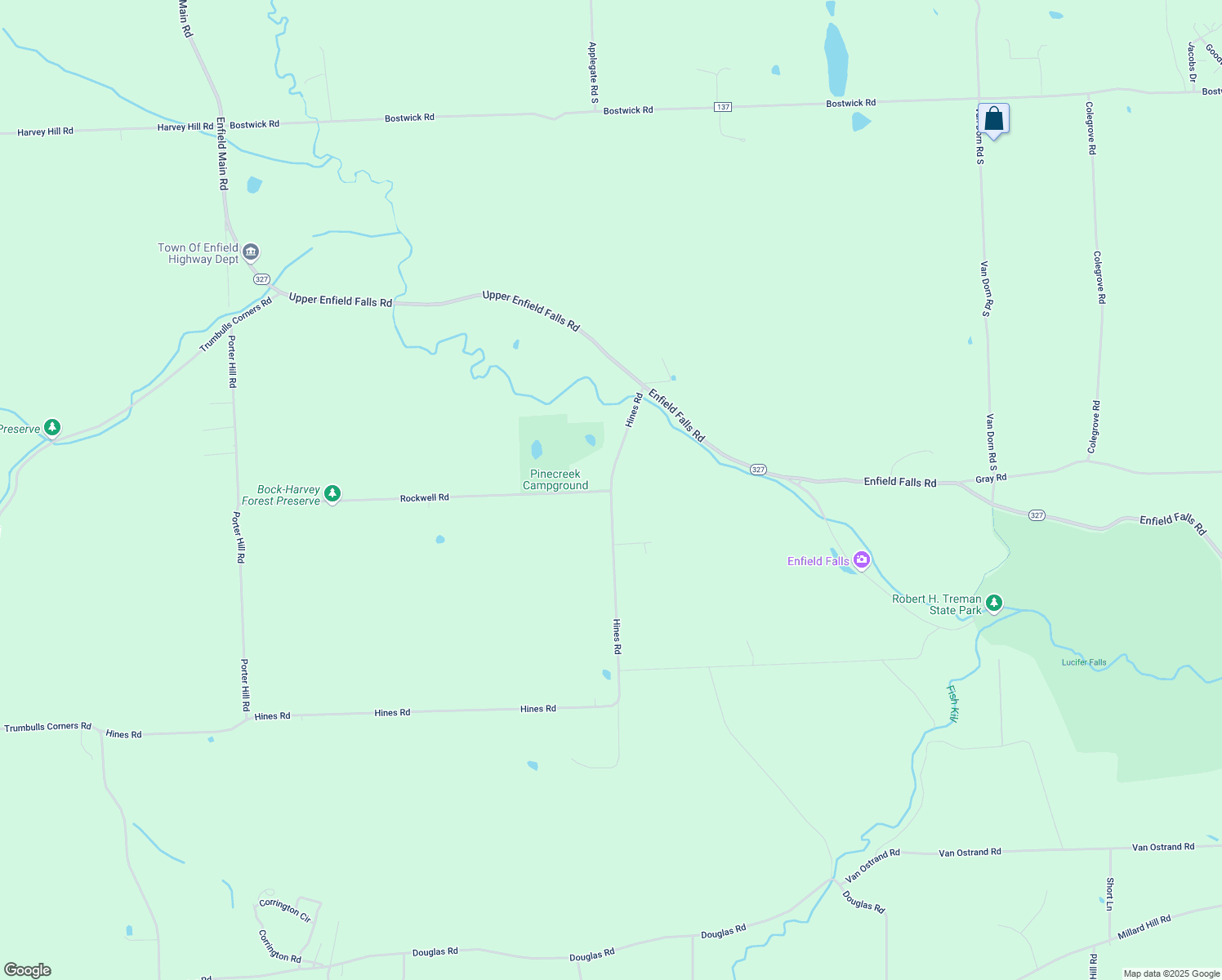 map of restaurants, bars, coffee shops, grocery stores, and more near 59 Hines Rd in Tompkins