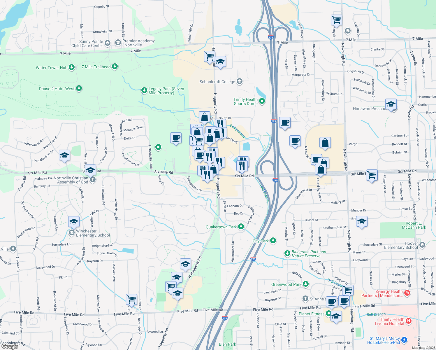 Haggerty Rd & W 6 Mile Rd, Livonia MI Walk Score