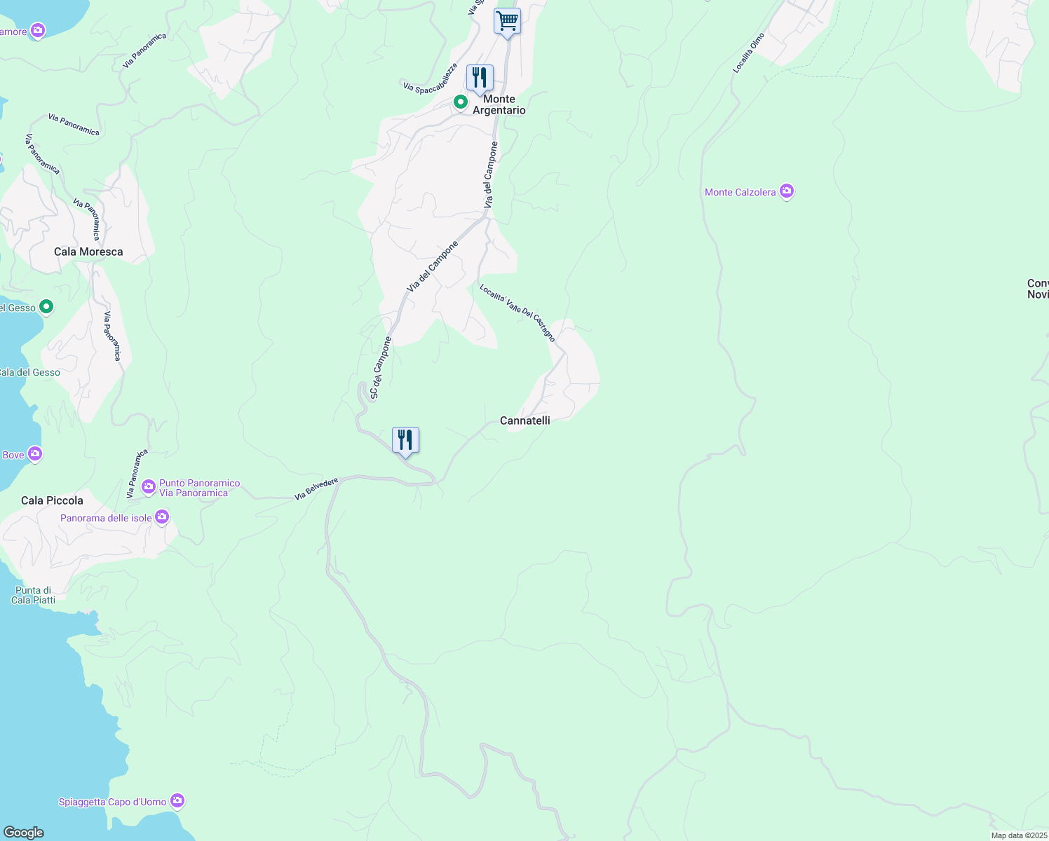 map of restaurants, bars, coffee shops, grocery stores, and more near 22 Località Cannatelli in Cannatelli