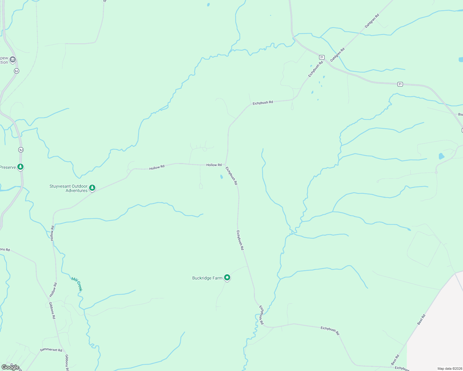 map of restaurants, bars, coffee shops, grocery stores, and more near 621 Eichybush Road in Kinderhook