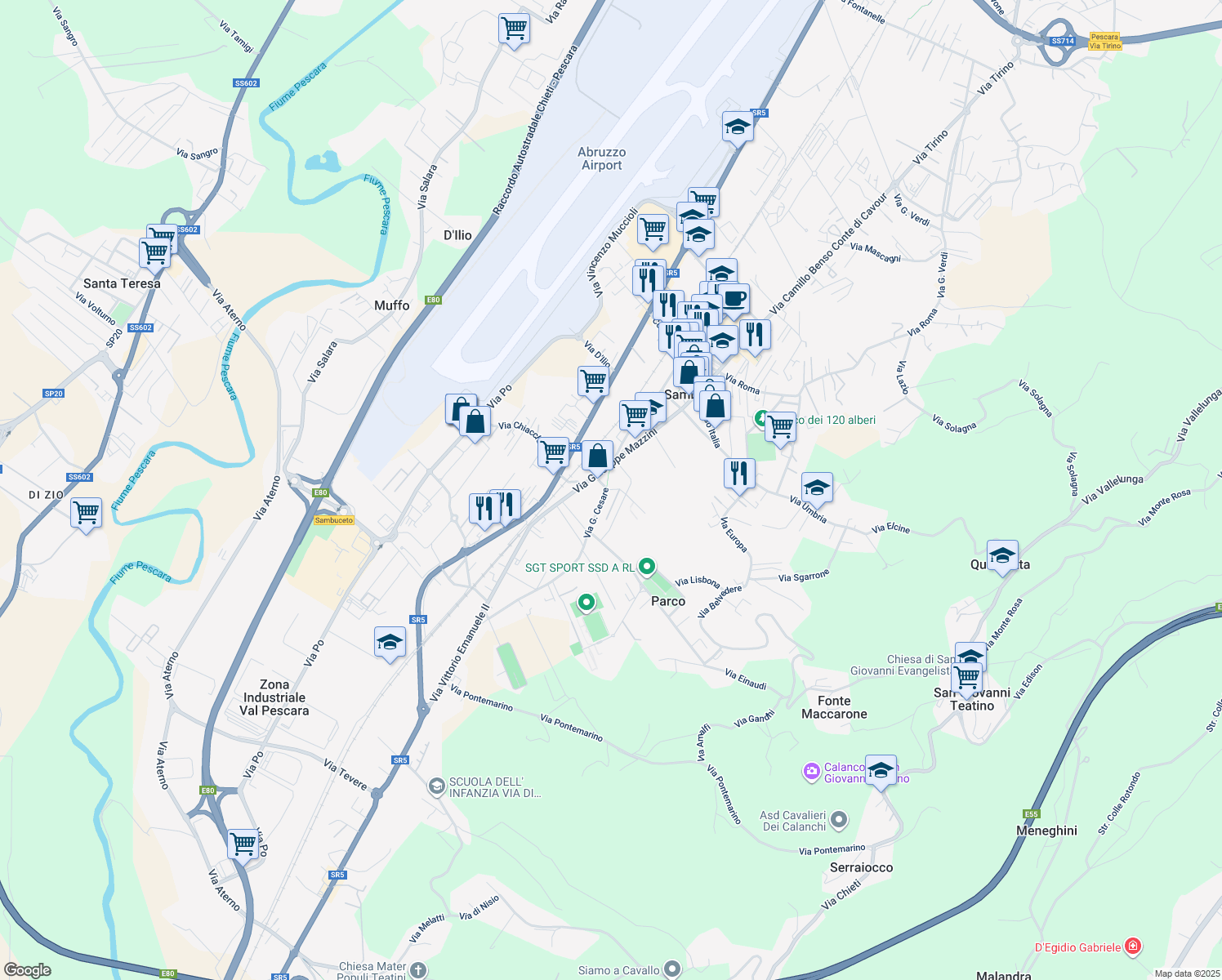 map of restaurants, bars, coffee shops, grocery stores, and more near 1 Via G. Cesare in Sambuceto