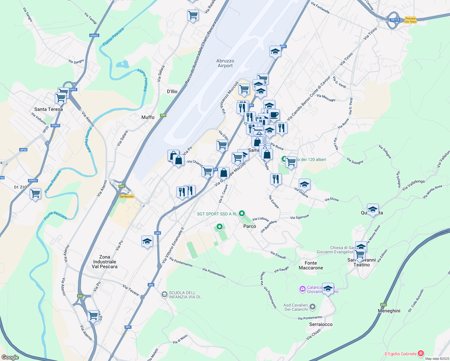 map of restaurants, bars, coffee shops, grocery stores, and more near 1 Via G. Cesare in Sambuceto