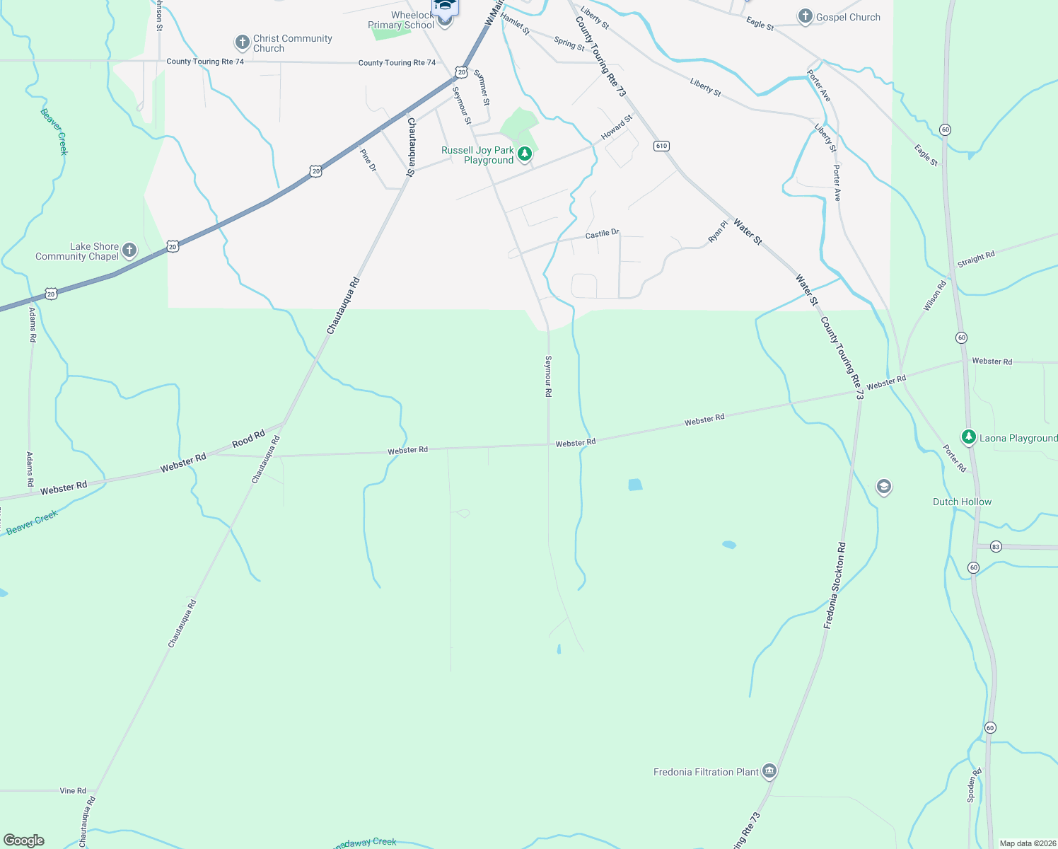 map of restaurants, bars, coffee shops, grocery stores, and more near 4180 Webster Rd in Fredonia