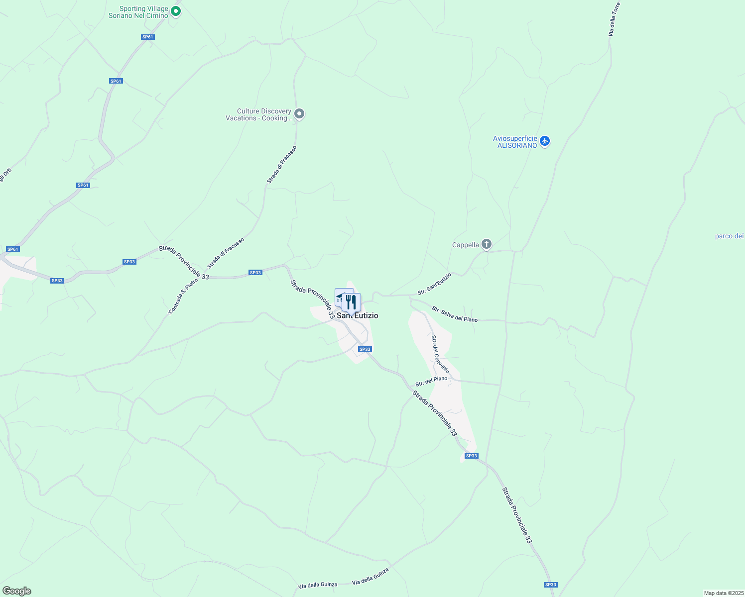 map of restaurants, bars, coffee shops, grocery stores, and more near 731 Via del Convento in Sant'Eutizio