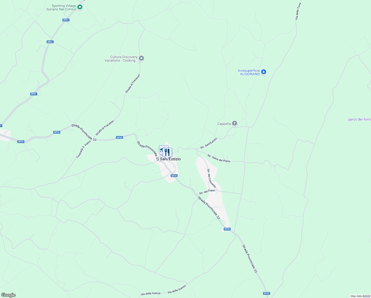 map of restaurants, bars, coffee shops, grocery stores, and more near 731 Via del Convento in Sant'Eutizio