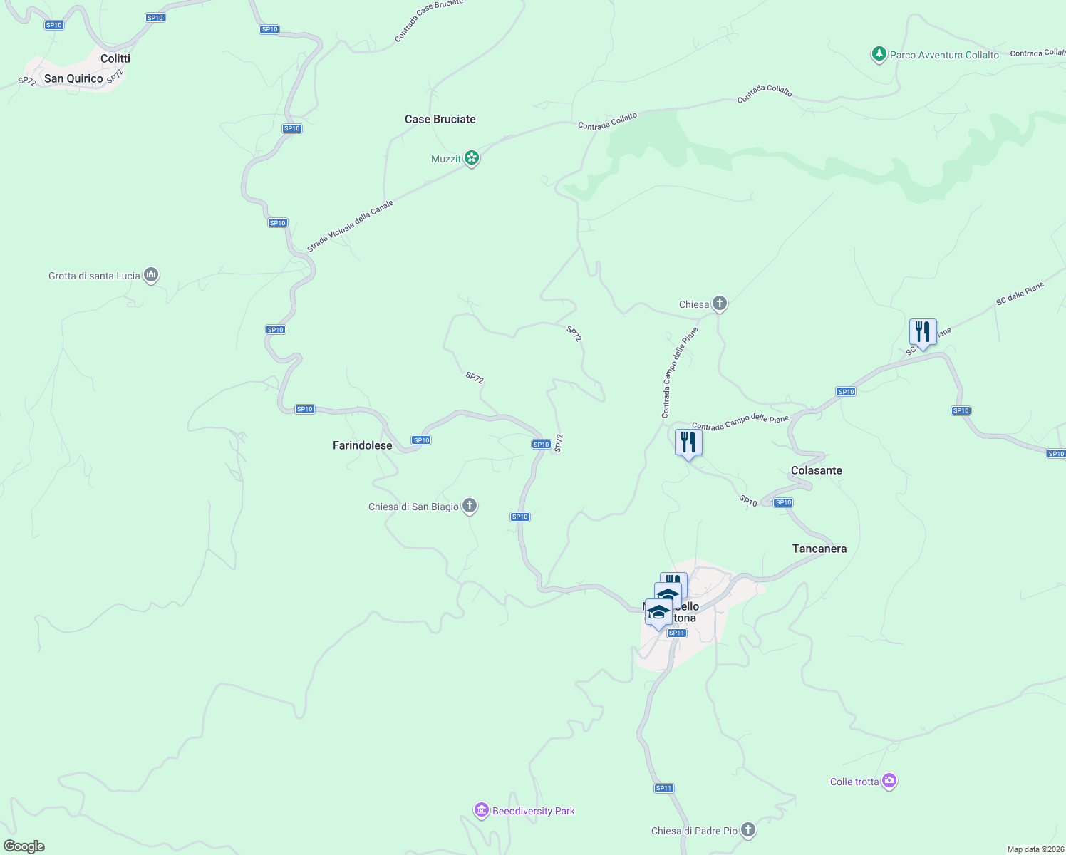 map of restaurants, bars, coffee shops, grocery stores, and more near 30 Campo Santa Maria in Montebello di Bertona