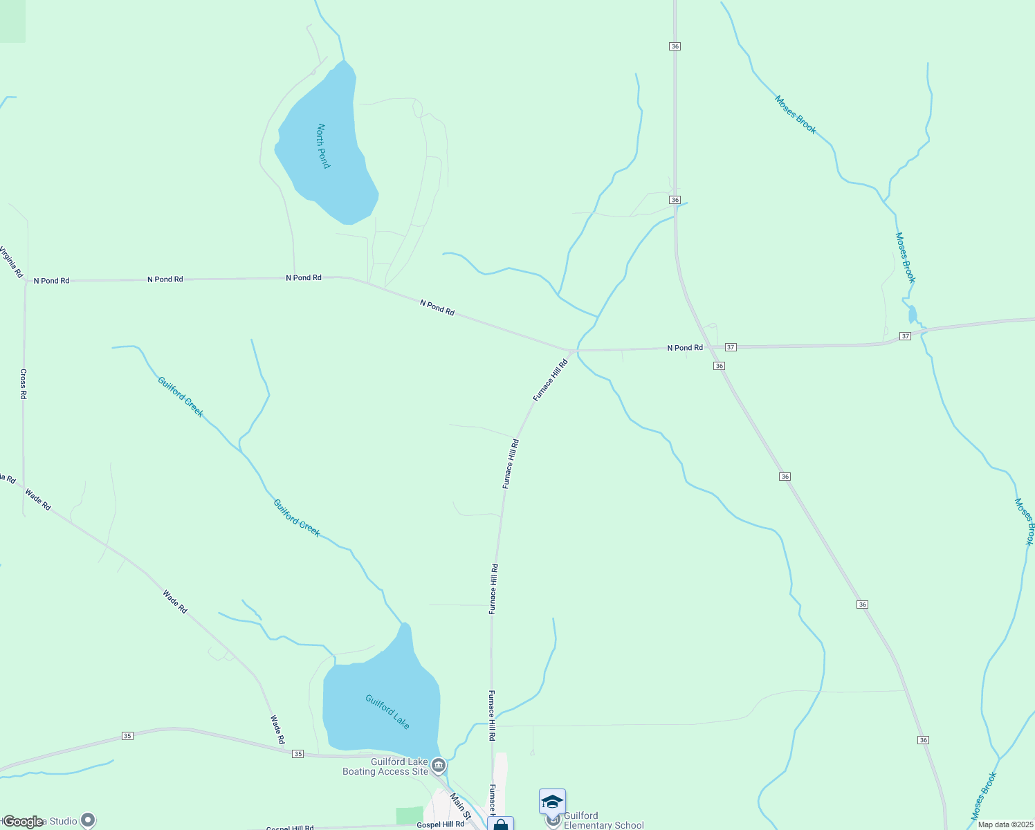 map of restaurants, bars, coffee shops, grocery stores, and more near 365 Furnace Hill Road in Guilford