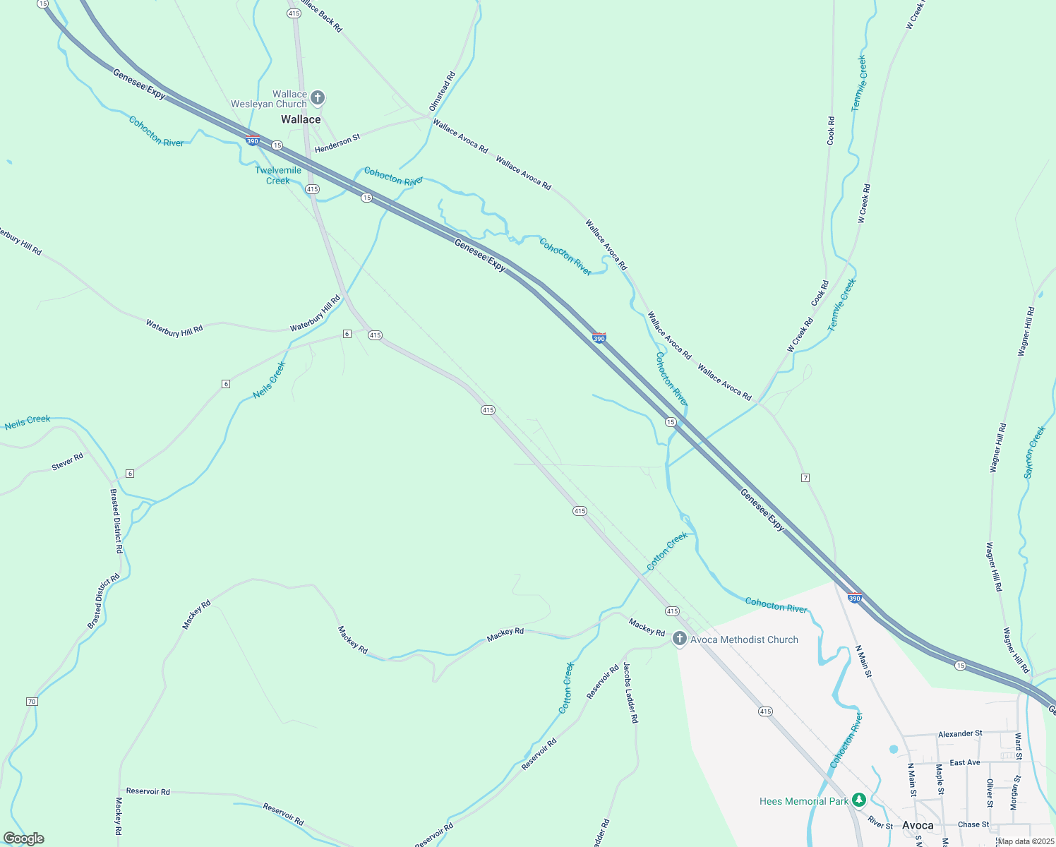 map of restaurants, bars, coffee shops, grocery stores, and more near 8791 Clark Rd in Avoca