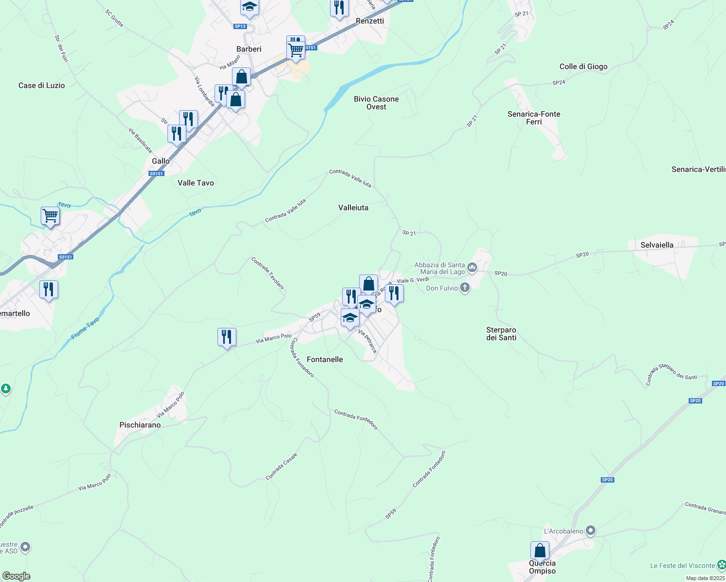 map of restaurants, bars, coffee shops, grocery stores, and more near 19 Viale Europa in Moscufo