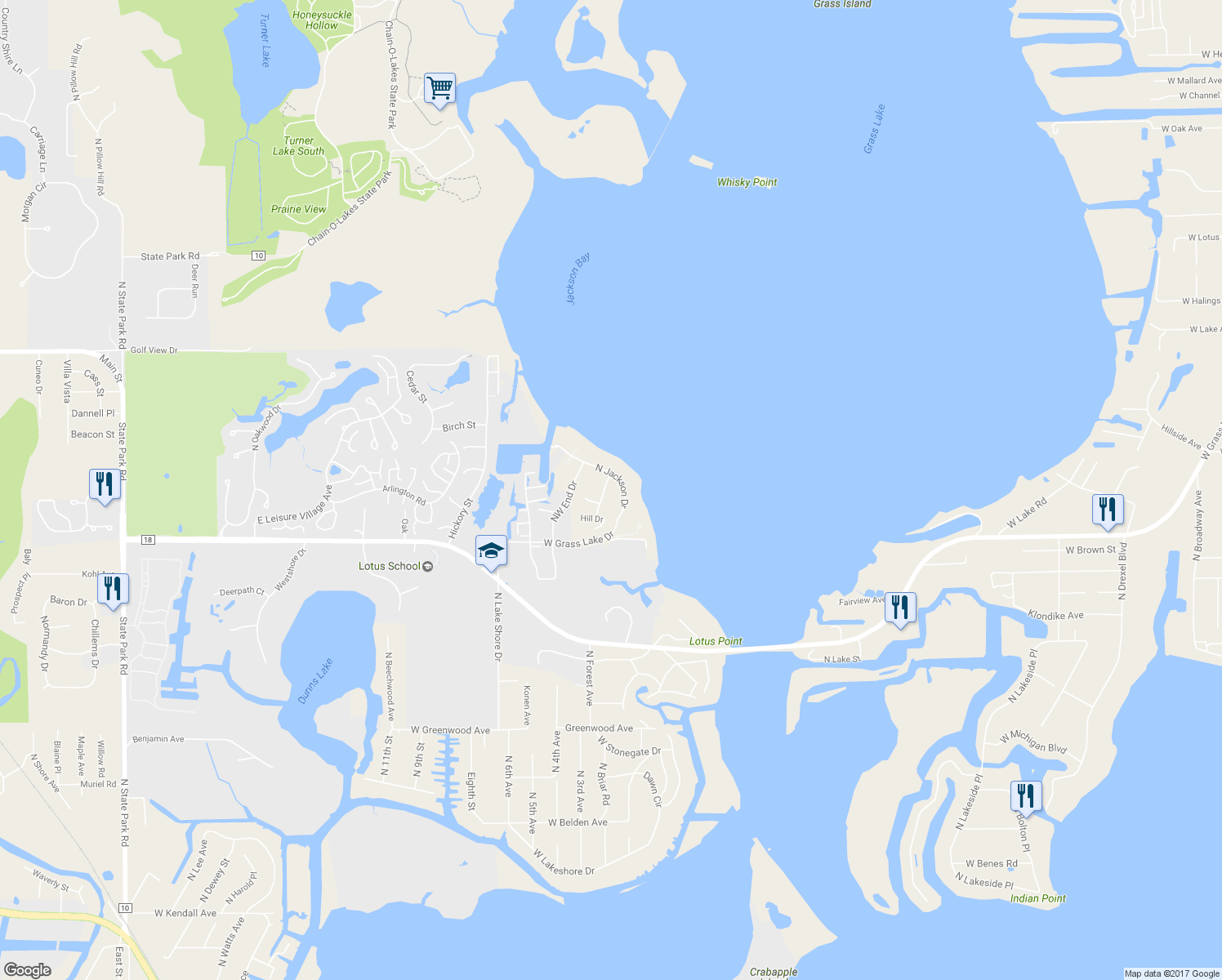 map of restaurants, bars, coffee shops, grocery stores, and more near 39129 North Mound Avenue in Spring Grove
