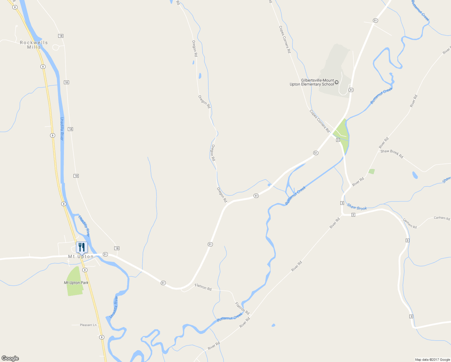 map of restaurants, bars, coffee shops, grocery stores, and more near 100 Oregon Road in Gilbertsville