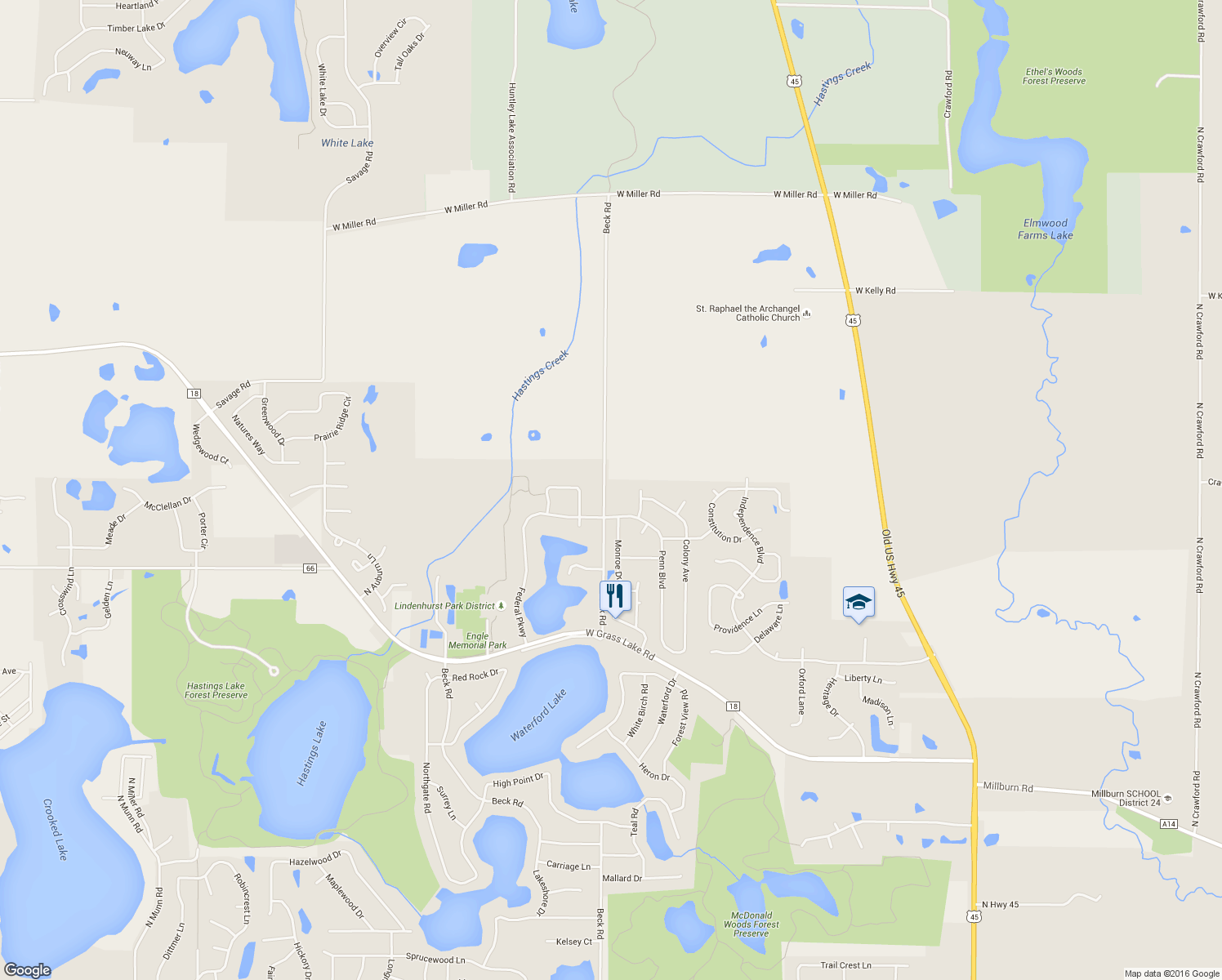 map of restaurants, bars, coffee shops, grocery stores, and more near 841 North Beck Road in Lindenhurst