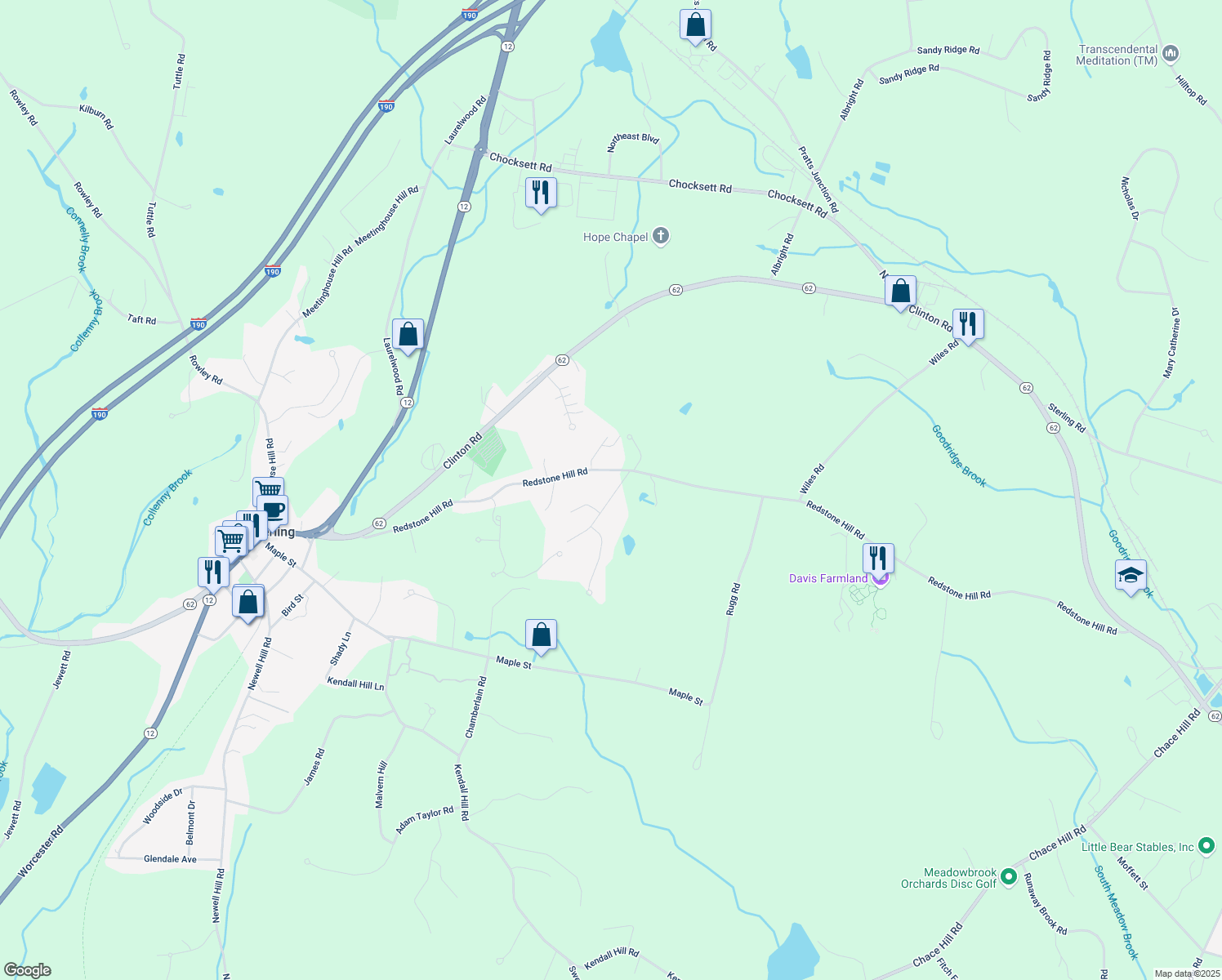map of restaurants, bars, coffee shops, grocery stores, and more near 70 Redstone Place in Sterling