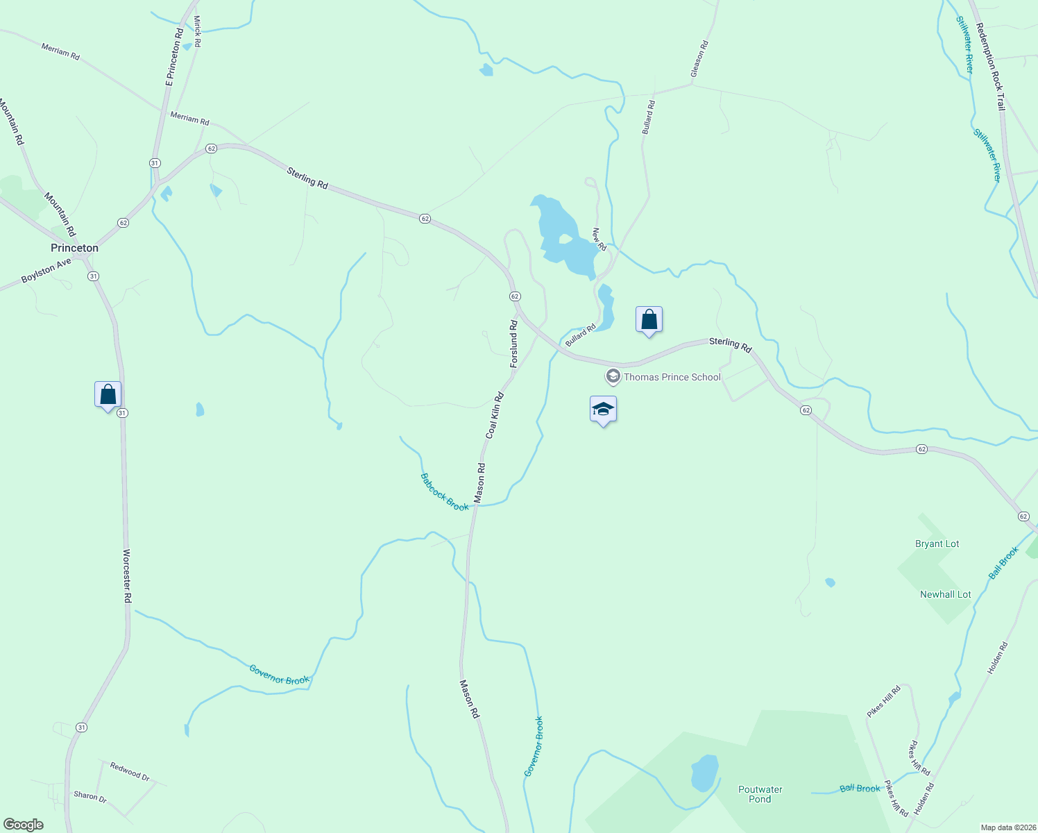 map of restaurants, bars, coffee shops, grocery stores, and more near 25 Coal Kiln Road in Princeton