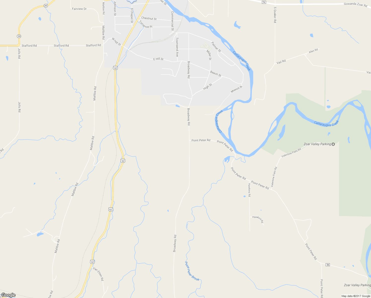 map of restaurants, bars, coffee shops, grocery stores, and more near 10209 Broadway Road in Gowanda