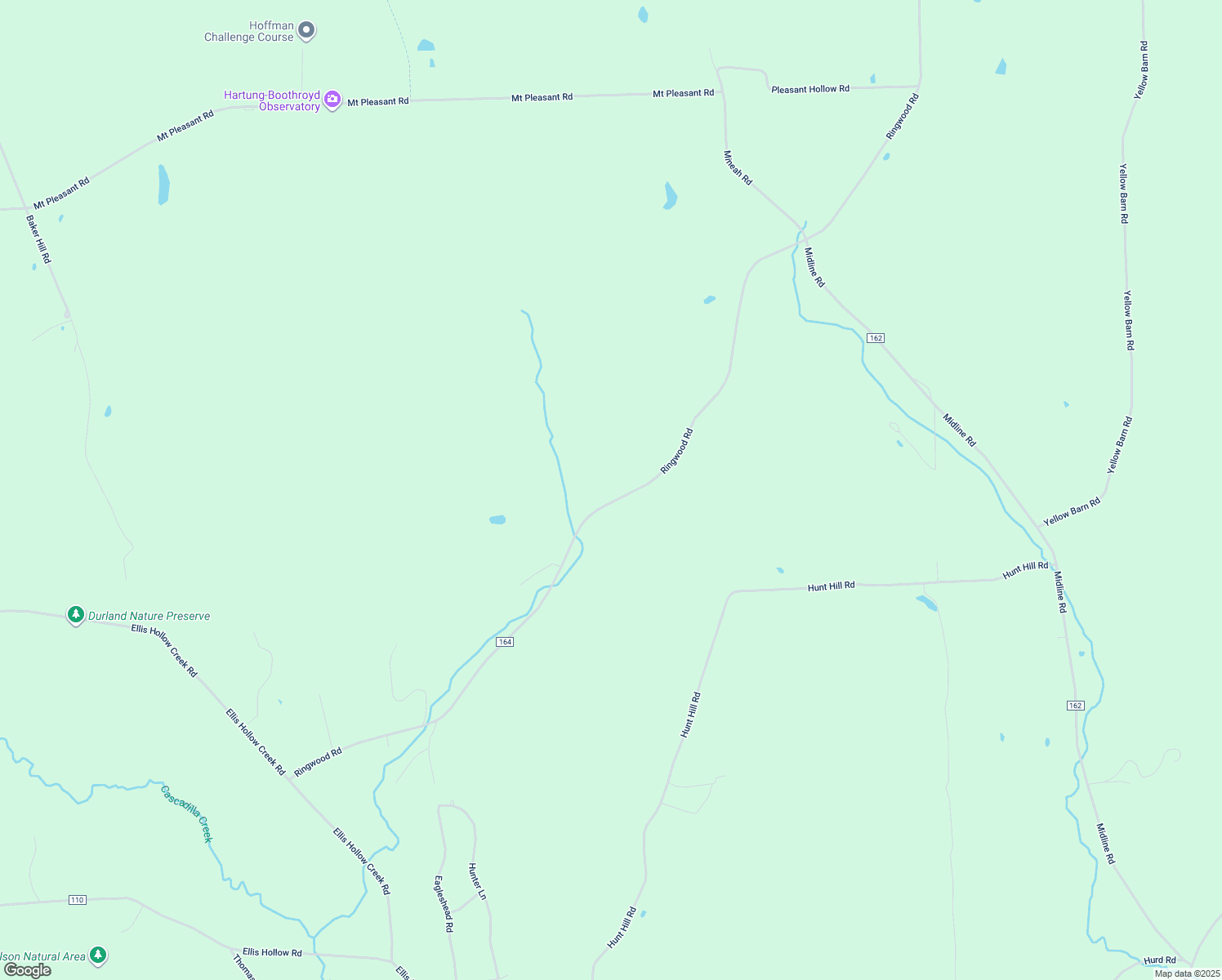 map of restaurants, bars, coffee shops, grocery stores, and more near 642 Ringwood Road in Ithaca