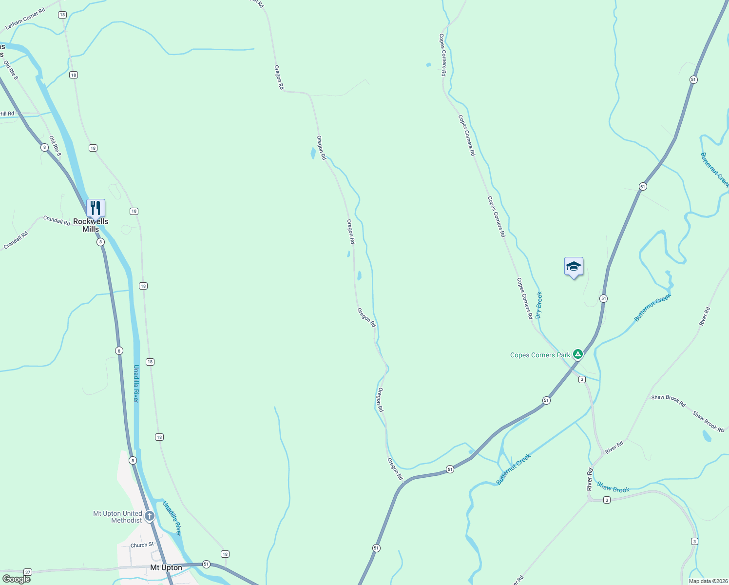 map of restaurants, bars, coffee shops, grocery stores, and more near 343 Oregon Road in Gilbertsville