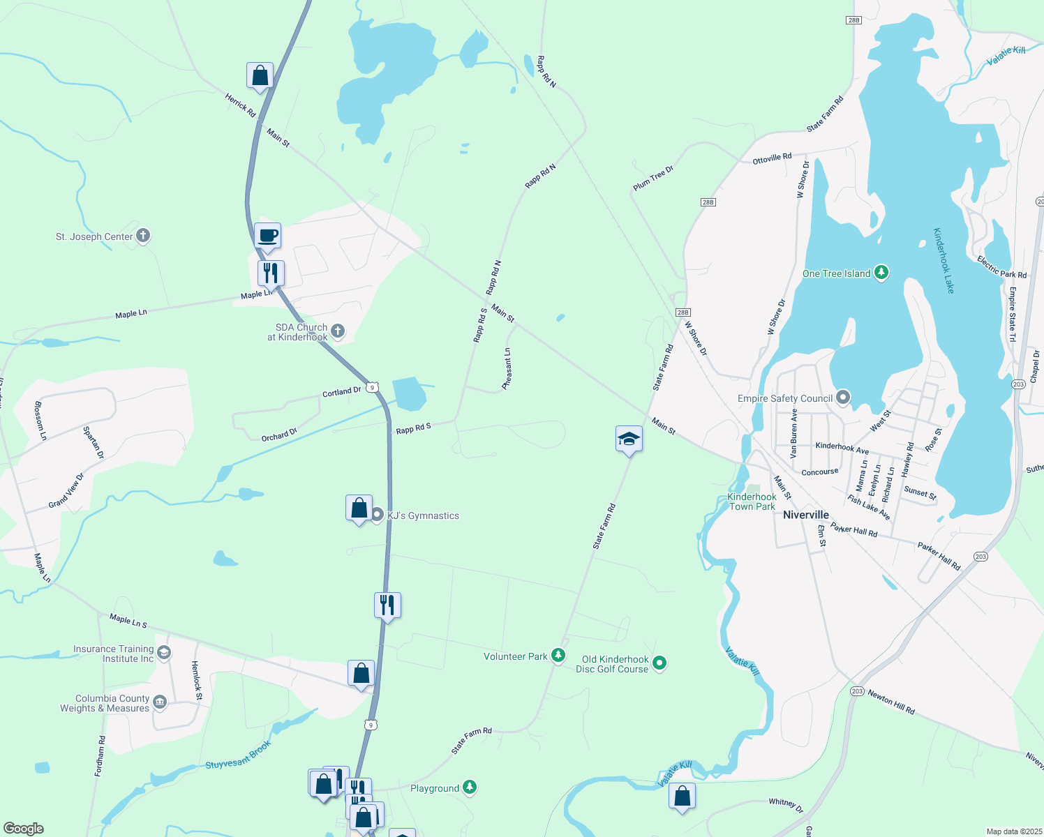 map of restaurants, bars, coffee shops, grocery stores, and more near 118 Hawthorn Dr in Valatie