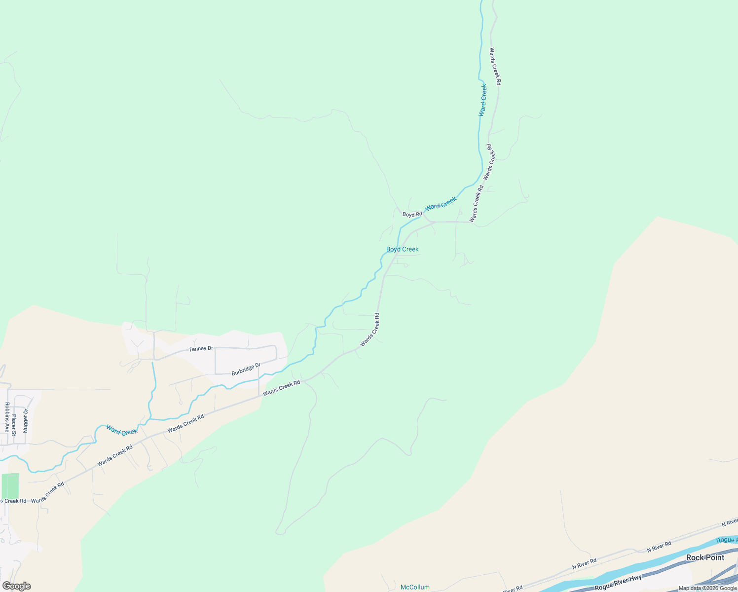 map of restaurants, bars, coffee shops, grocery stores, and more near 2339 Wards Creek Road in Rogue River