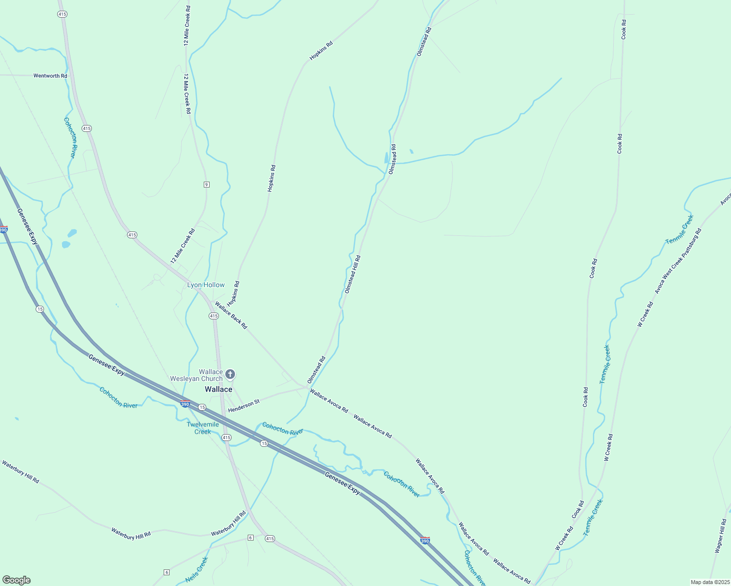 map of restaurants, bars, coffee shops, grocery stores, and more near 9195 Olmstead Hill Road in Avoca