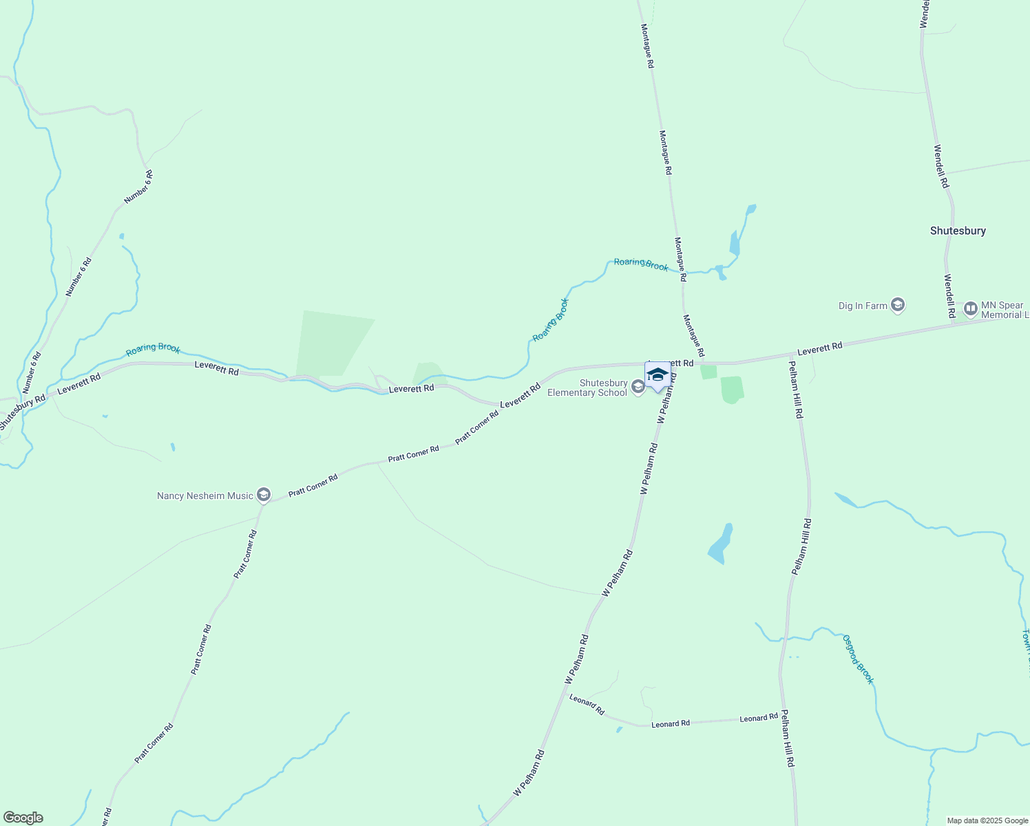 map of restaurants, bars, coffee shops, grocery stores, and more near 2 Pratt Corner Road in Shutesbury