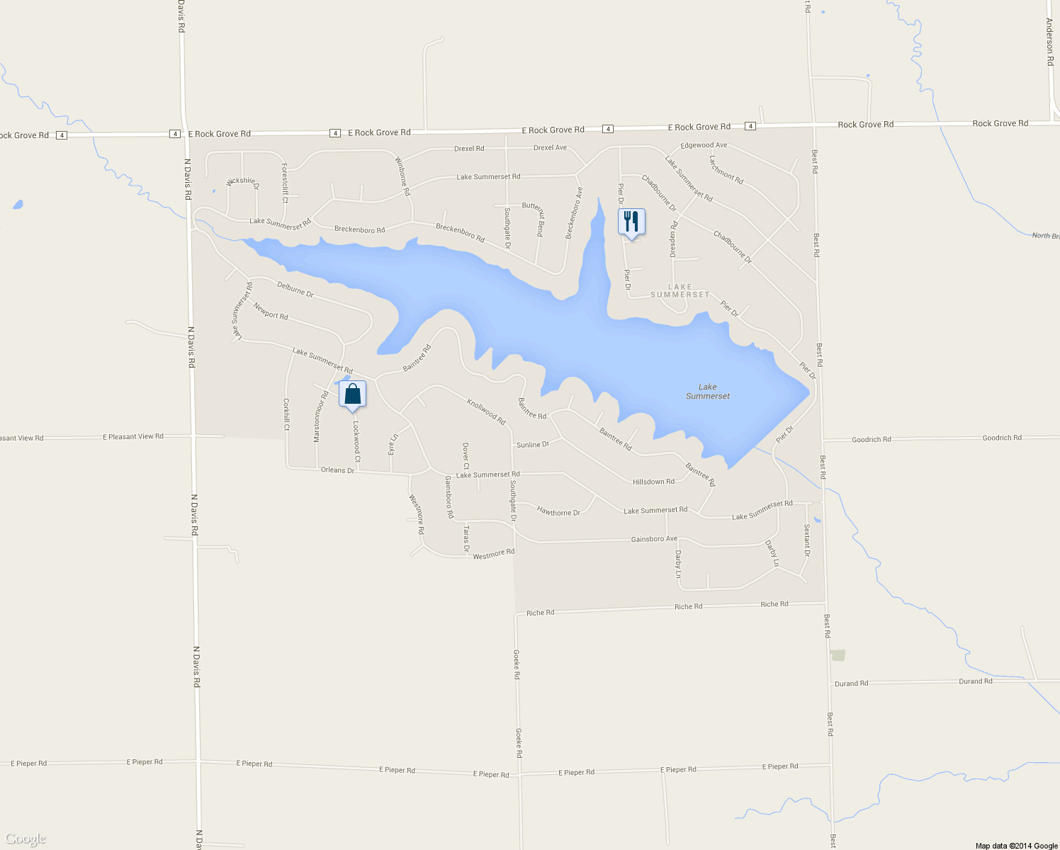 map of restaurants, bars, coffee shops, grocery stores, and more near 1968 Baintree Road in Davis
