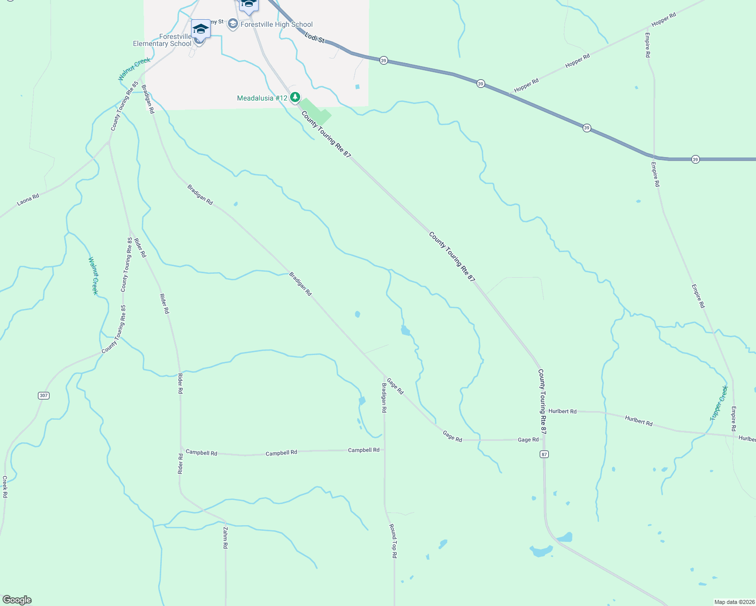 map of restaurants, bars, coffee shops, grocery stores, and more near 10246 Bradigan Road in Forestville
