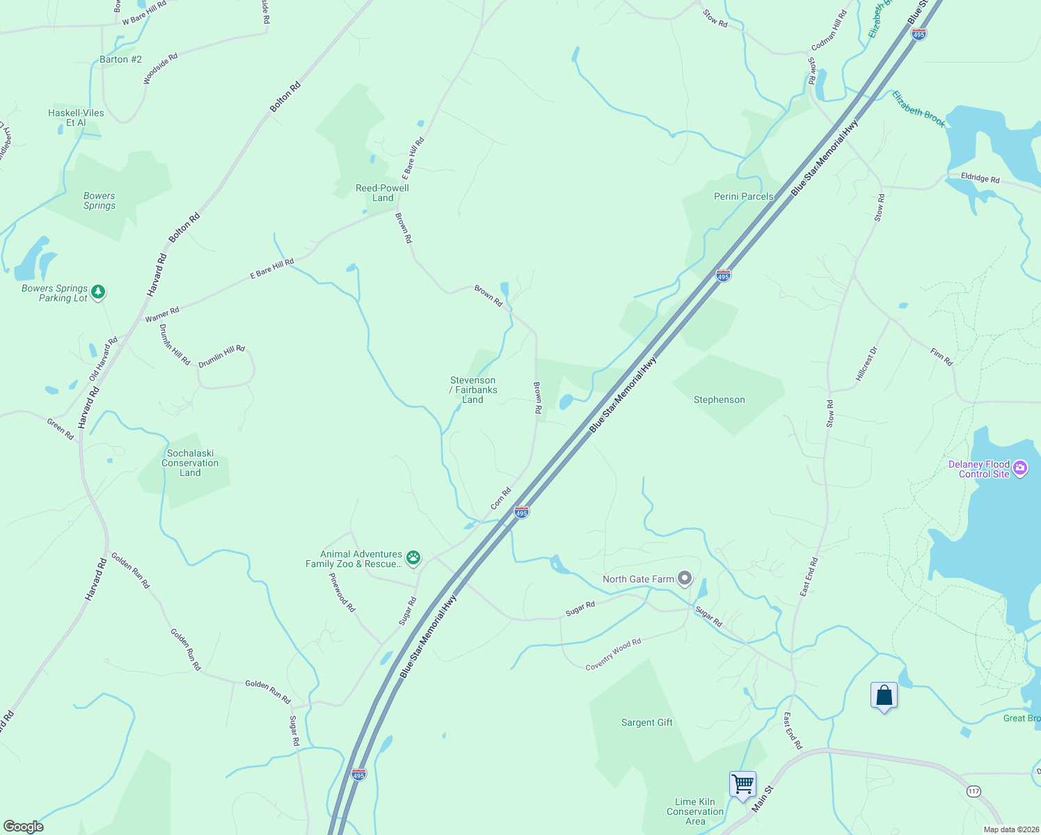 map of restaurants, bars, coffee shops, grocery stores, and more near 98 Brown Road in Harvard