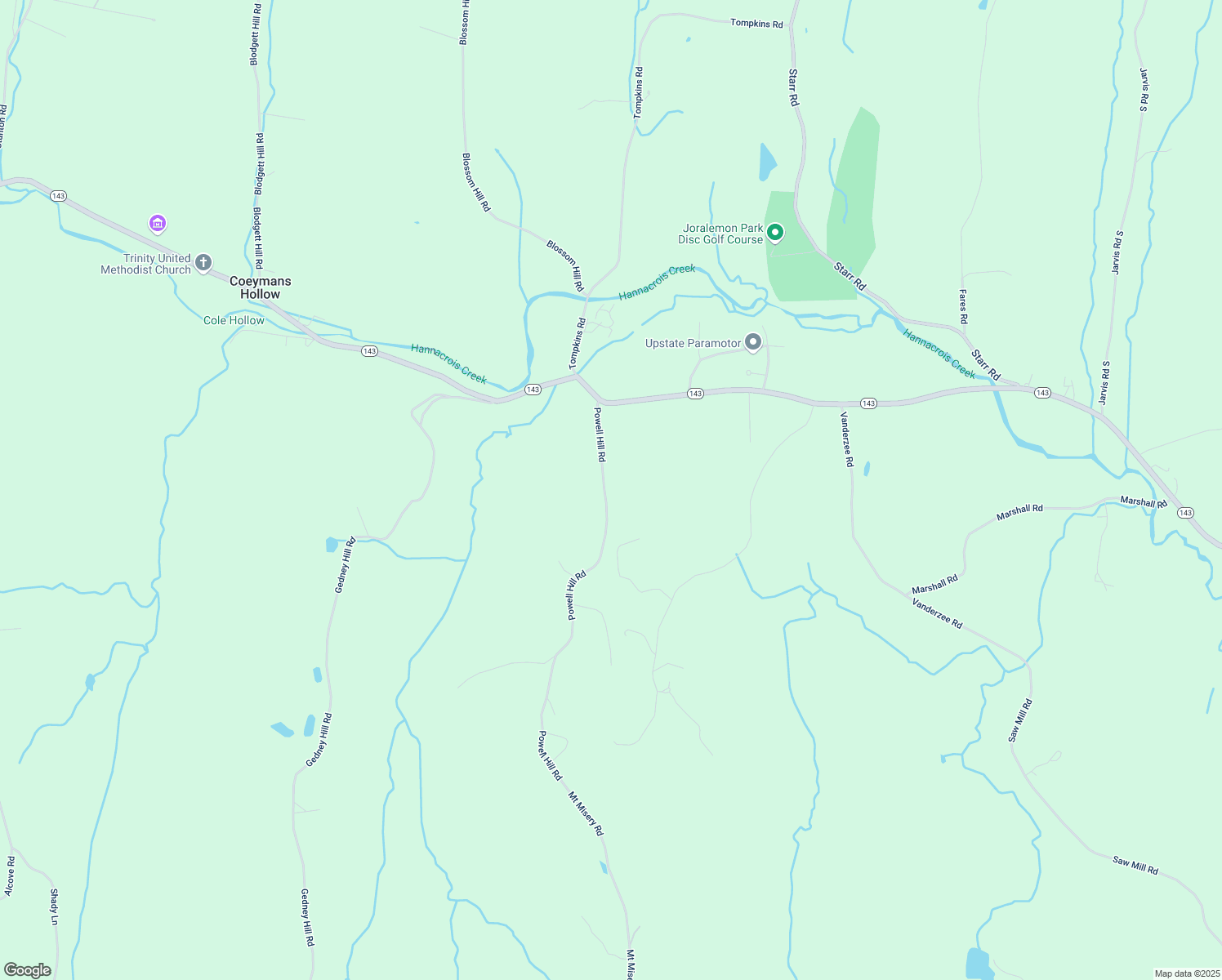 map of restaurants, bars, coffee shops, grocery stores, and more near 49 Powell Hill Road in Ravena