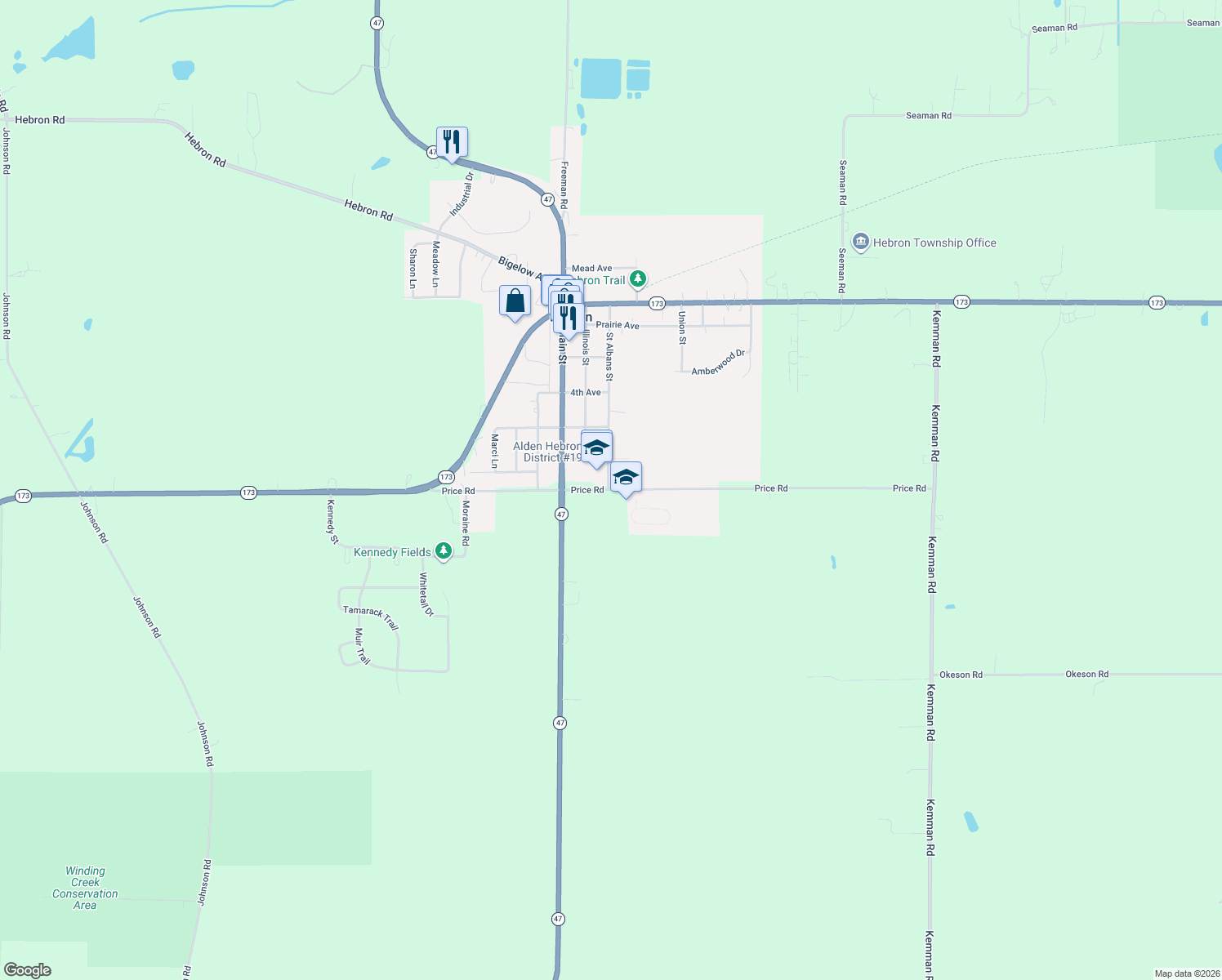 map of restaurants, bars, coffee shops, grocery stores, and more near 11920 Price Road in Hebron