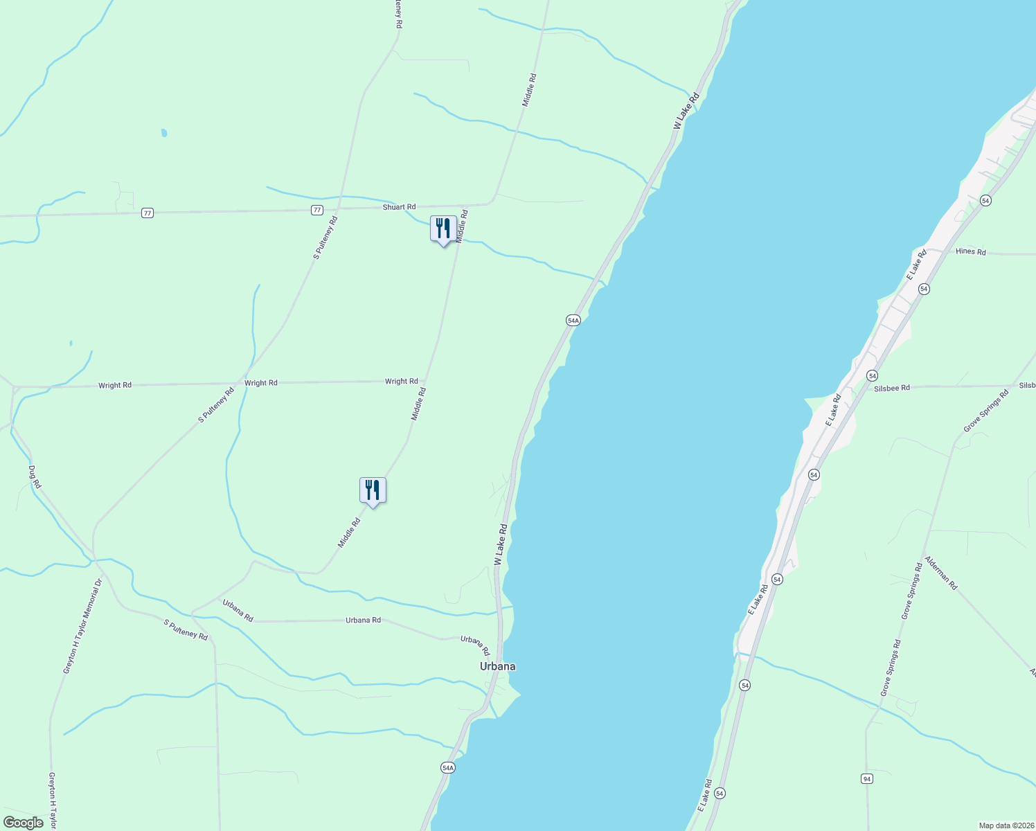 map of restaurants, bars, coffee shops, grocery stores, and more near 11495 West Lake Road in Hammondsport