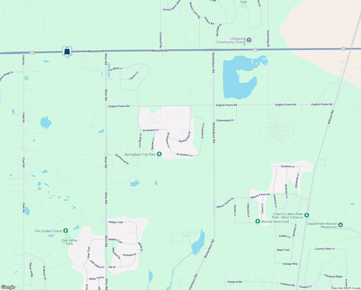 map of restaurants, bars, coffee shops, grocery stores, and more near 1819 Spring Dale Drive in Spring Grove