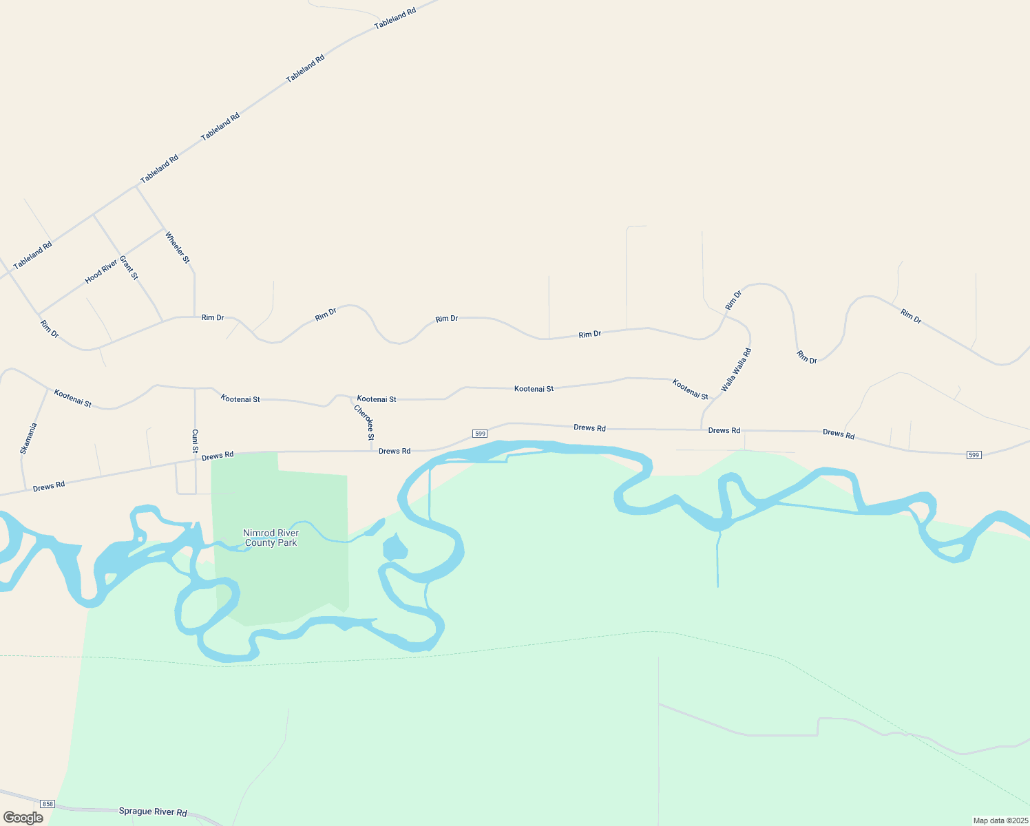 map of restaurants, bars, coffee shops, grocery stores, and more near 28205 Drews Rd in Chiloquin