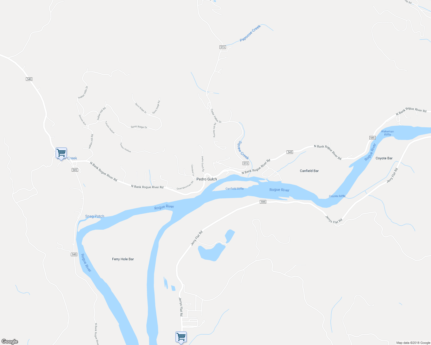 map of restaurants, bars, coffee shops, grocery stores, and more near 95774 Timber Hill Road in Gold Beach