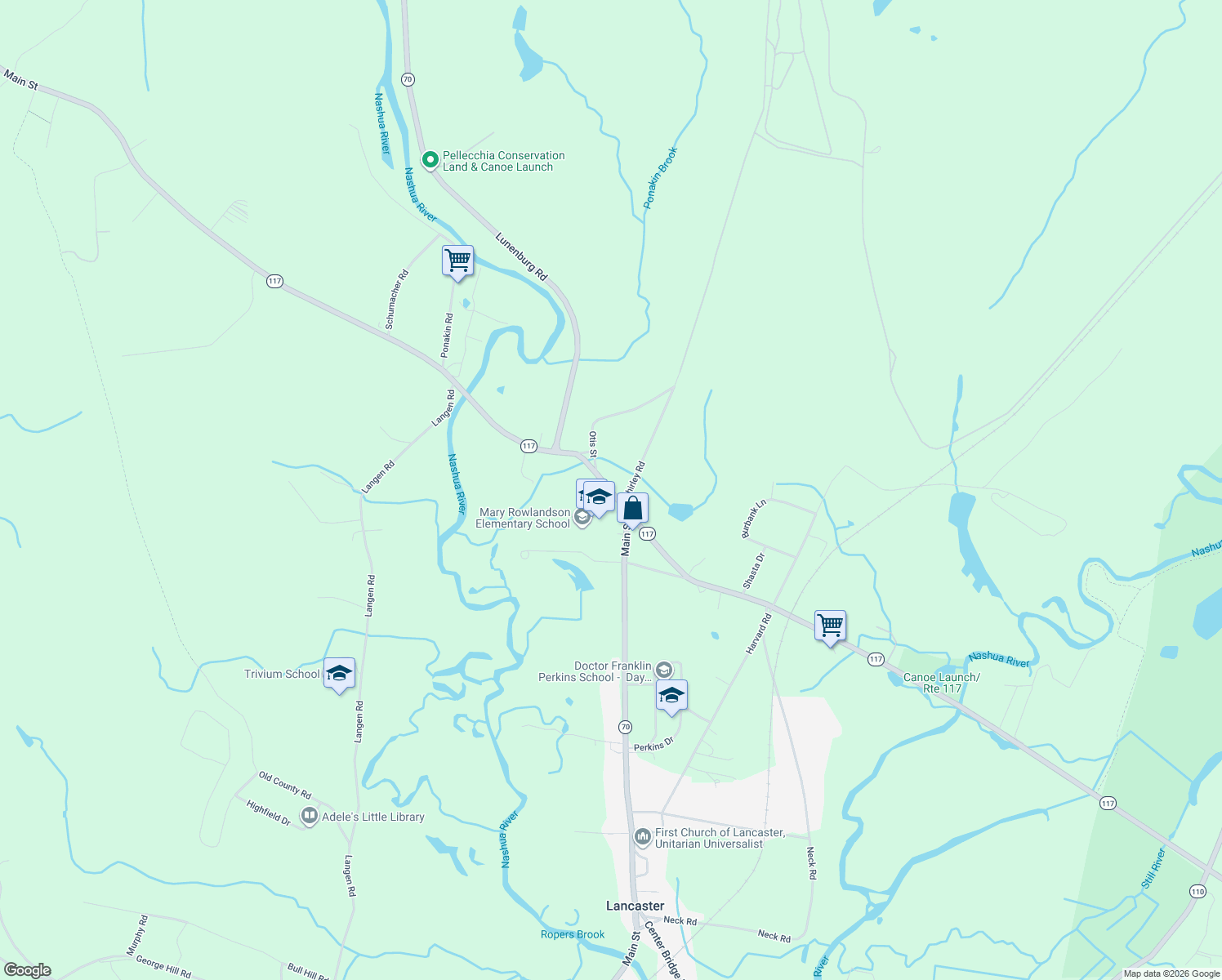 map of restaurants, bars, coffee shops, grocery stores, and more near 971 Main Street in Lancaster