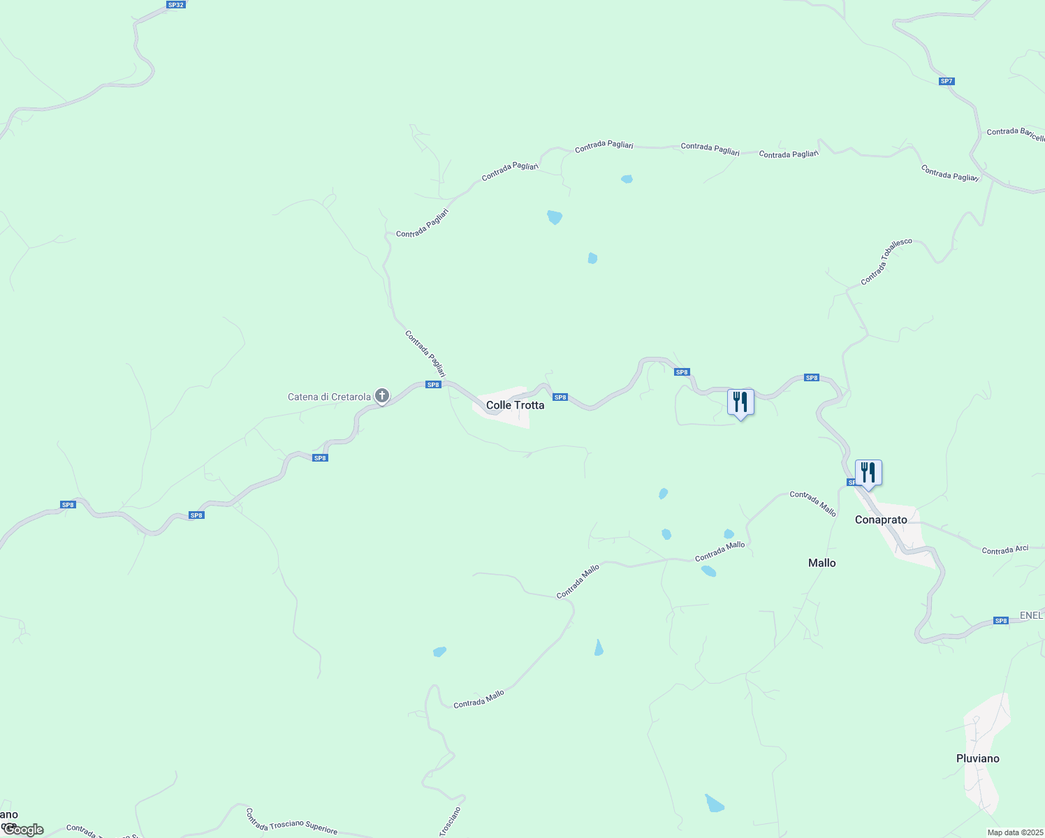 map of restaurants, bars, coffee shops, grocery stores, and more near 11 Contrada Colle Trotta in Colle Trotta