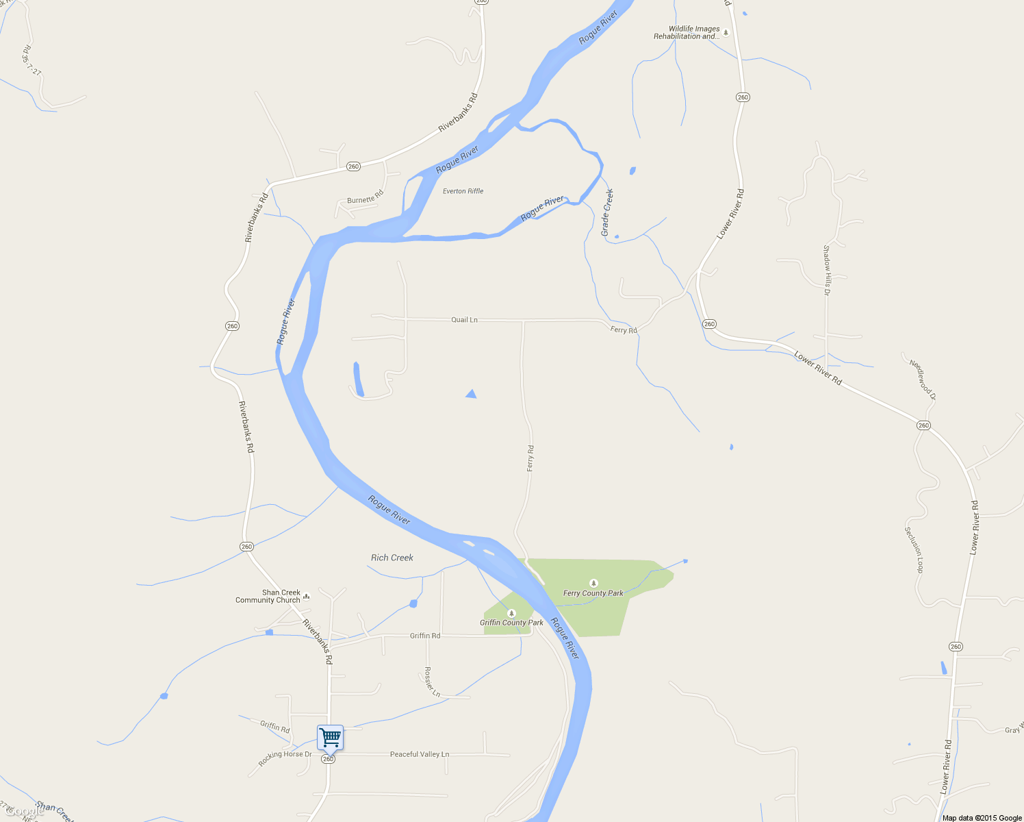 map of restaurants, bars, coffee shops, grocery stores, and more near 876 Ferry Road in Grants Pass