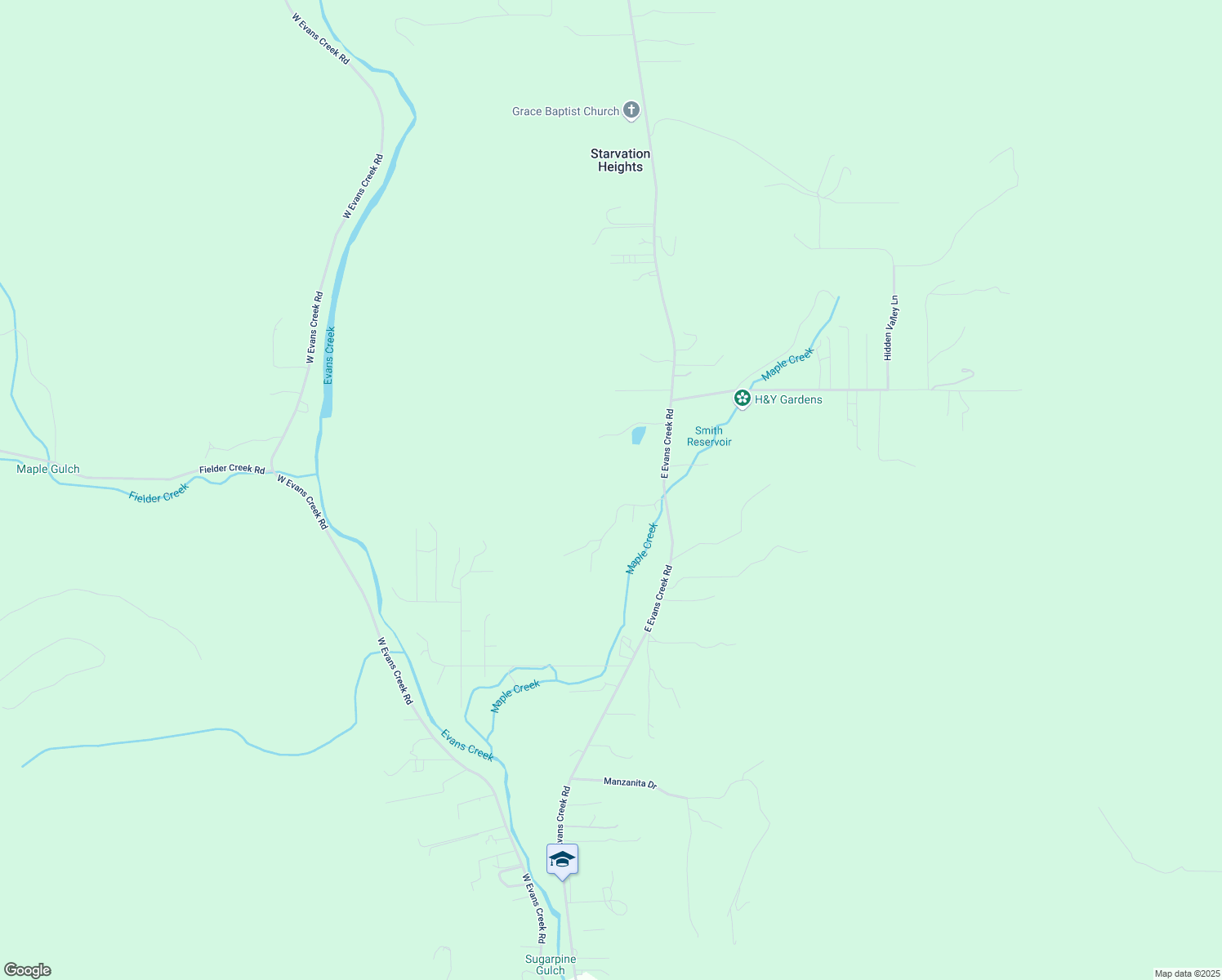 map of restaurants, bars, coffee shops, grocery stores, and more near 3163 East Evans Creek Road in Rogue River